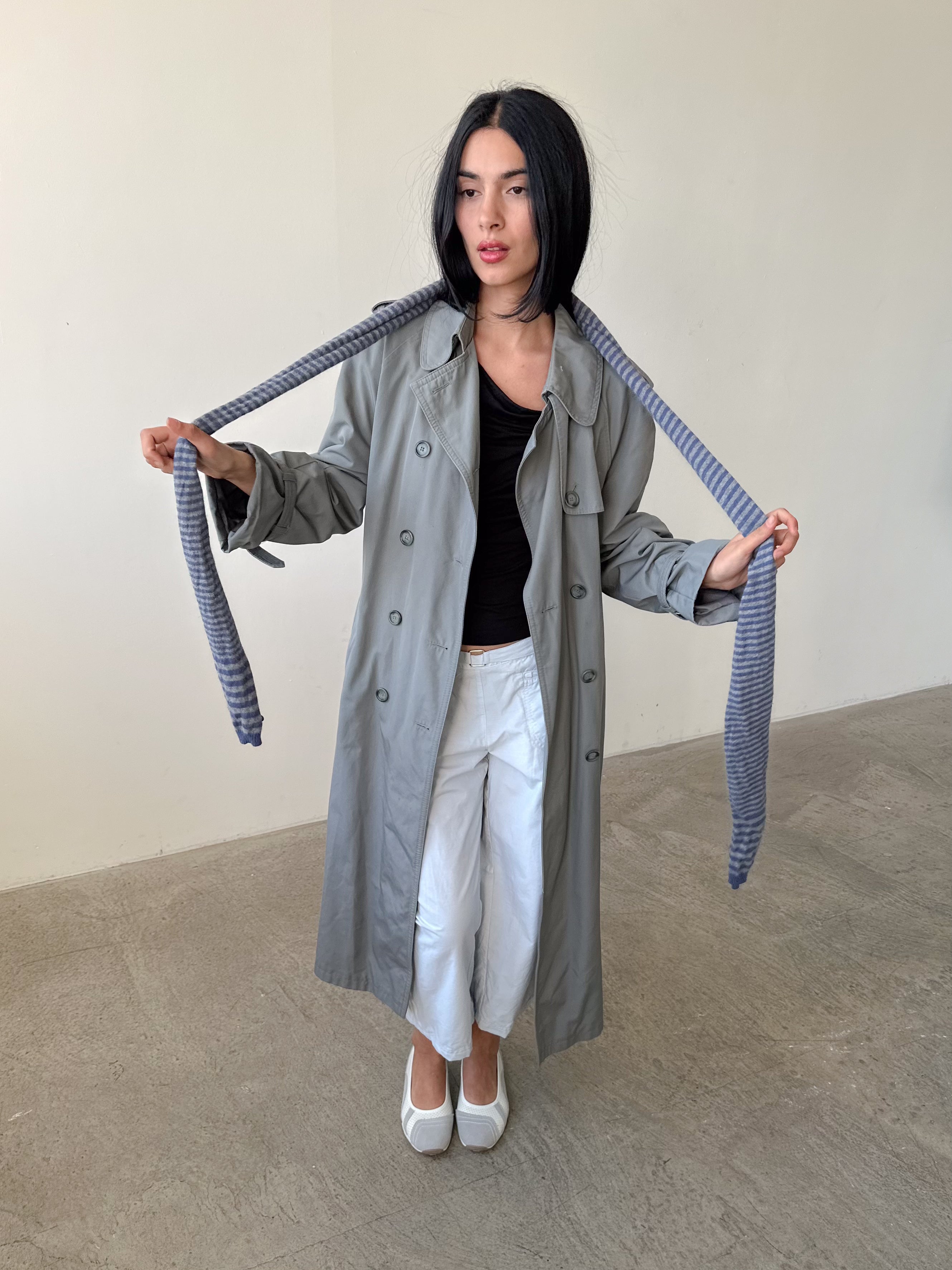 stripe skinny scarf / one size