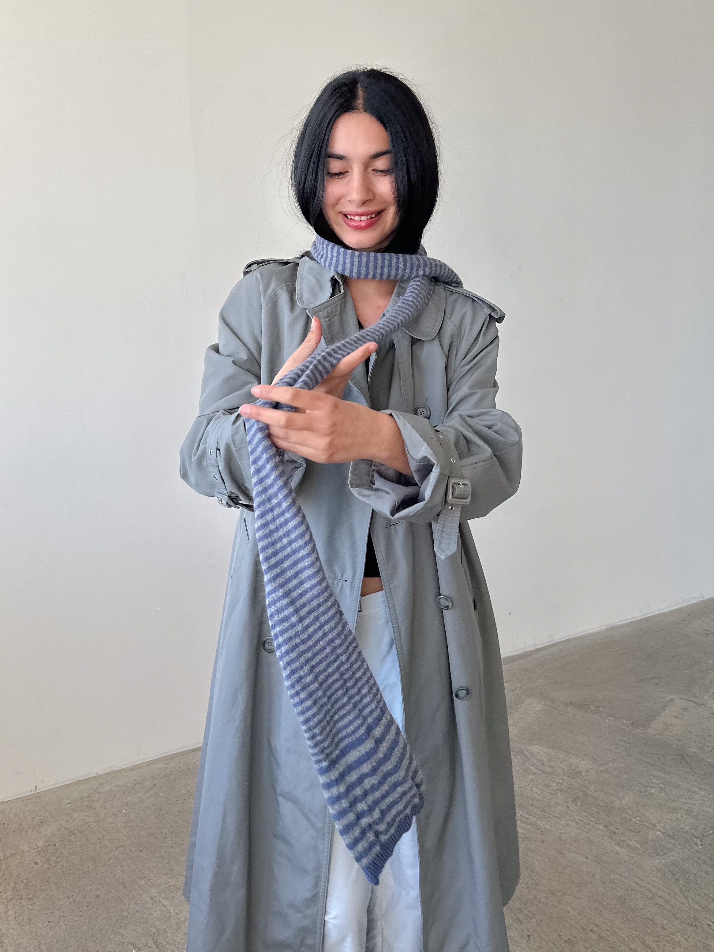 stripe skinny scarf / one size