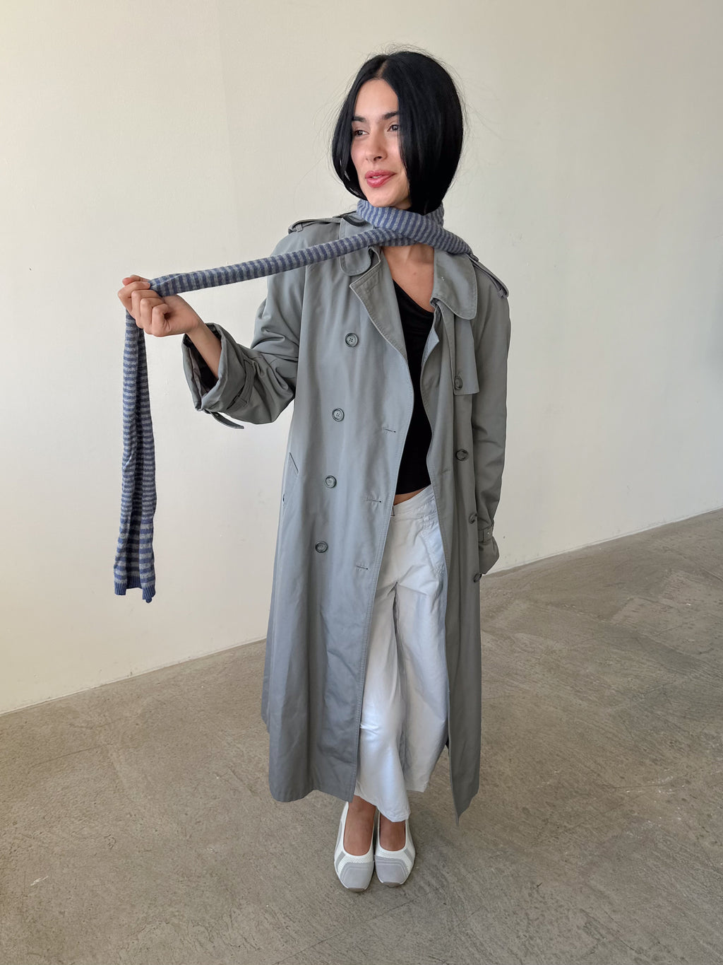 stripe skinny scarf / one size