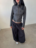 d&g lace-up moto denim jacket / size xs