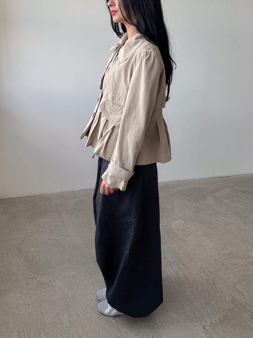 ruched short trench jacket / size s
