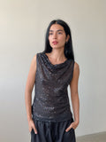 sequin slouch tank top / size m