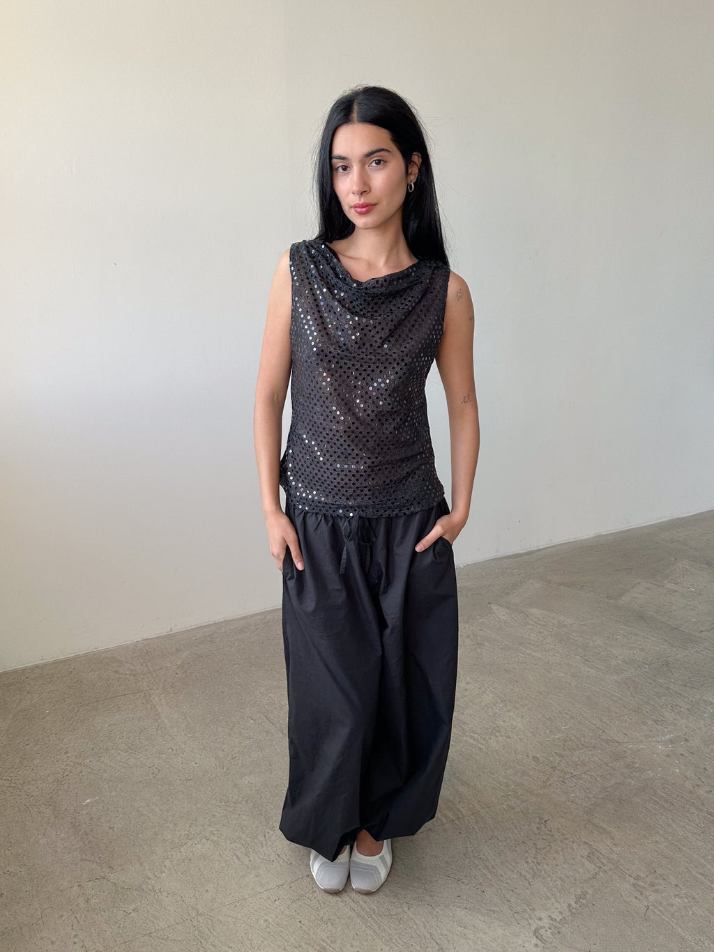 sequin slouch tank top / size m