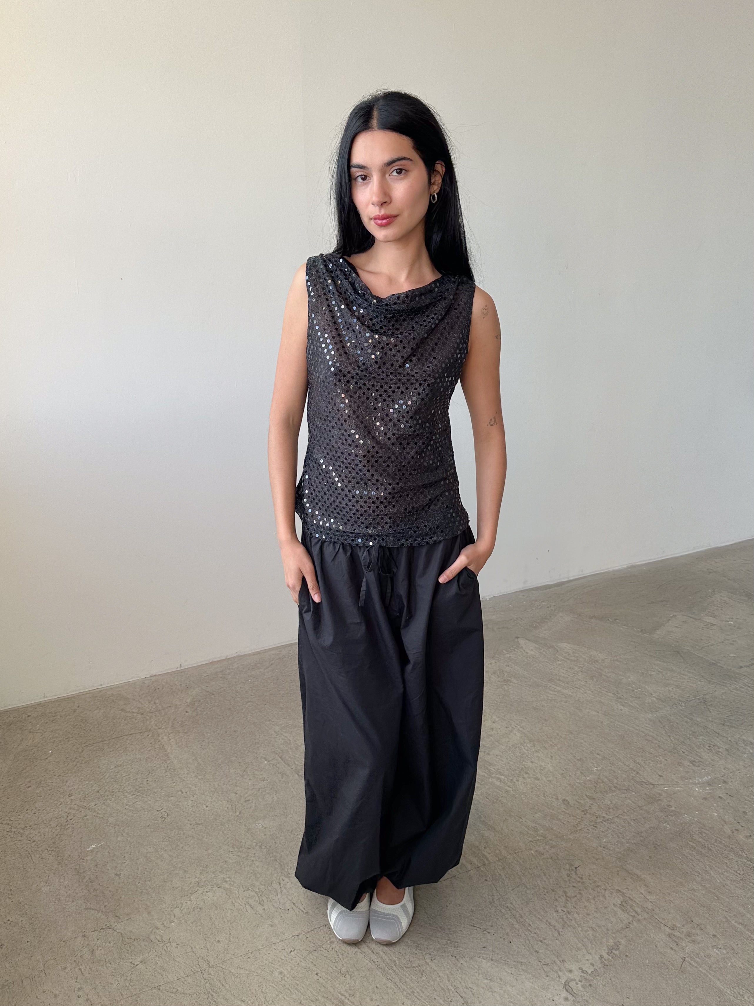 sequin slouch tank top / size m