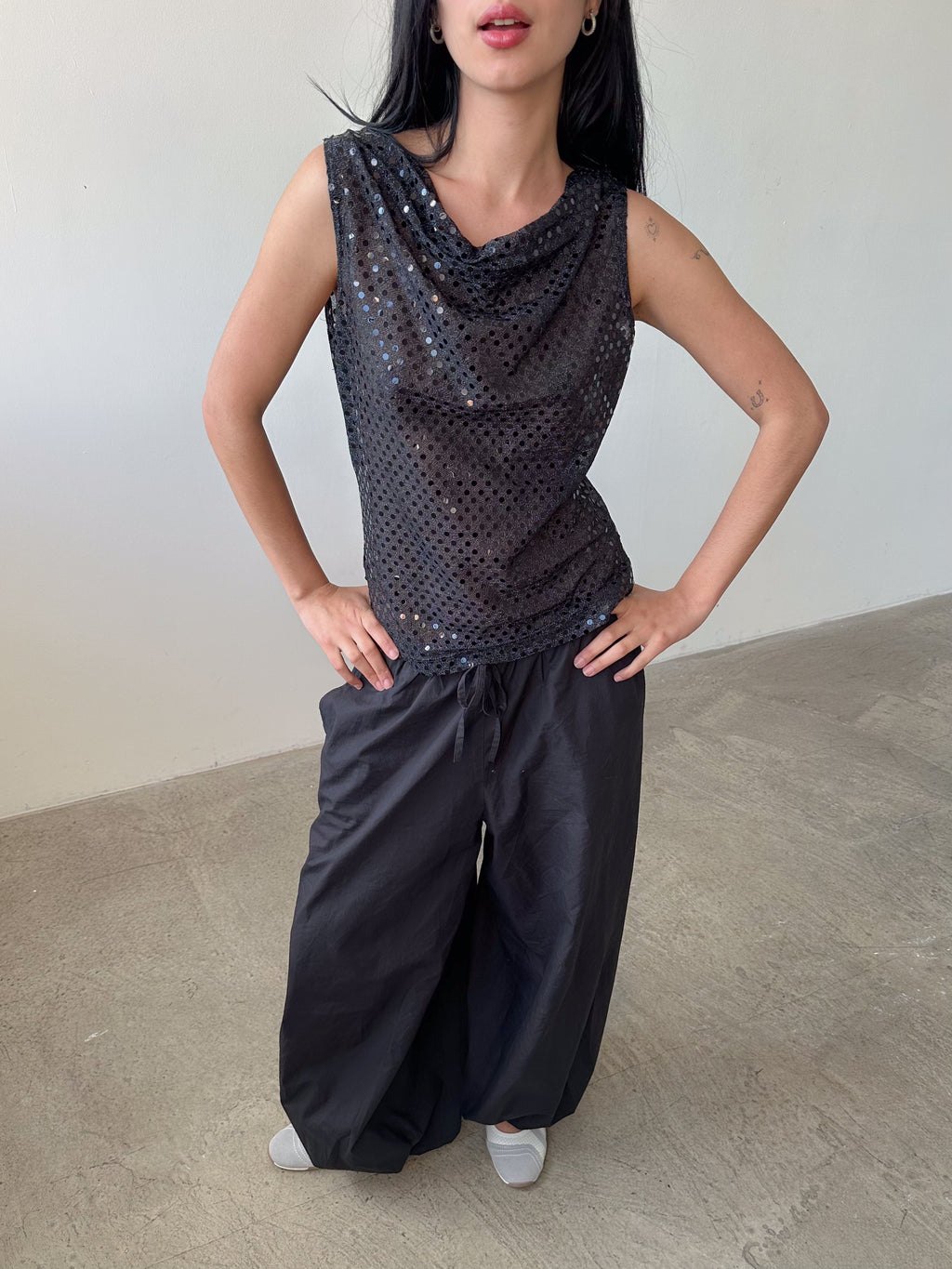 sequin slouch tank top / size m