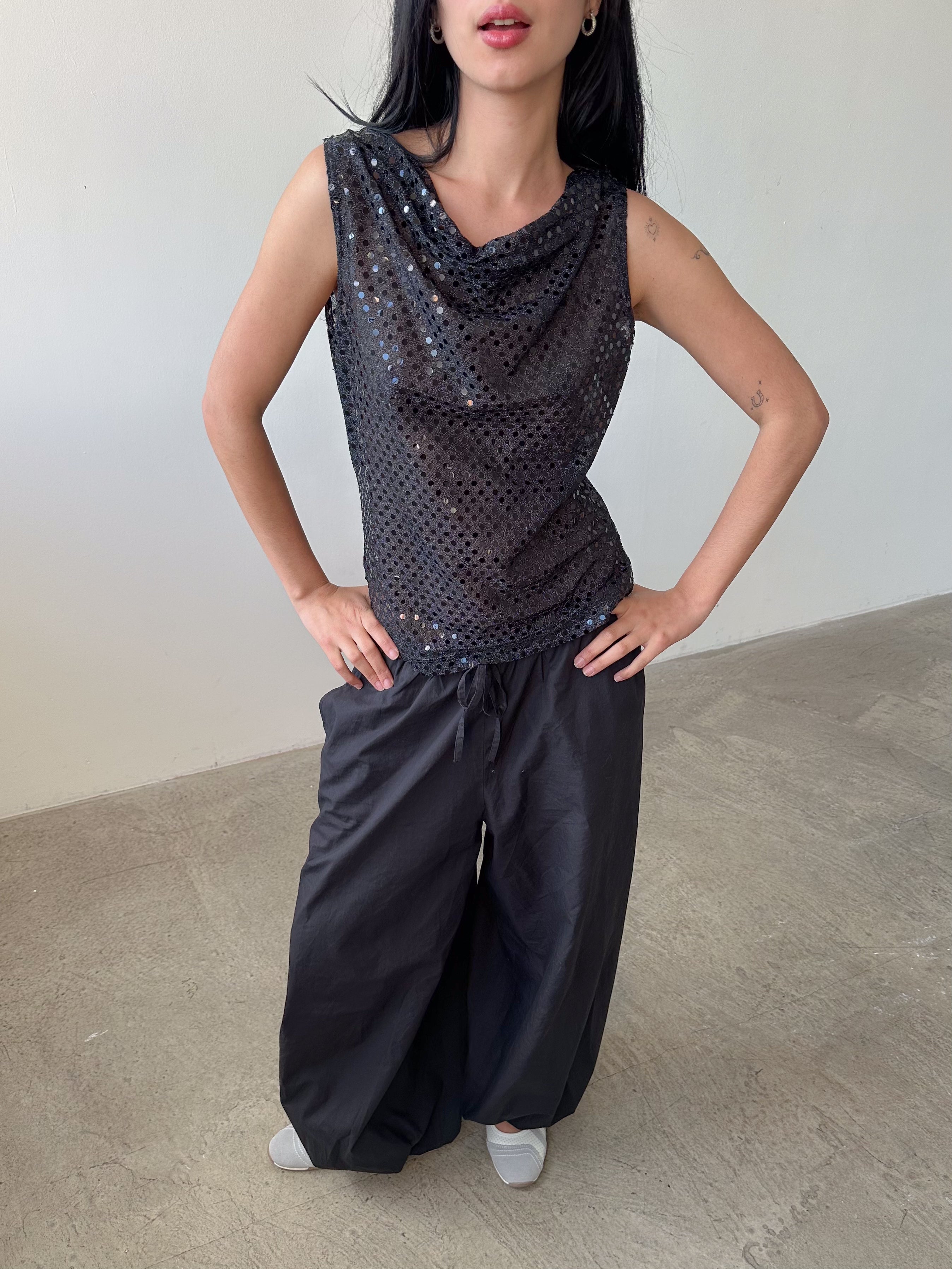 sequin slouch tank top / size m