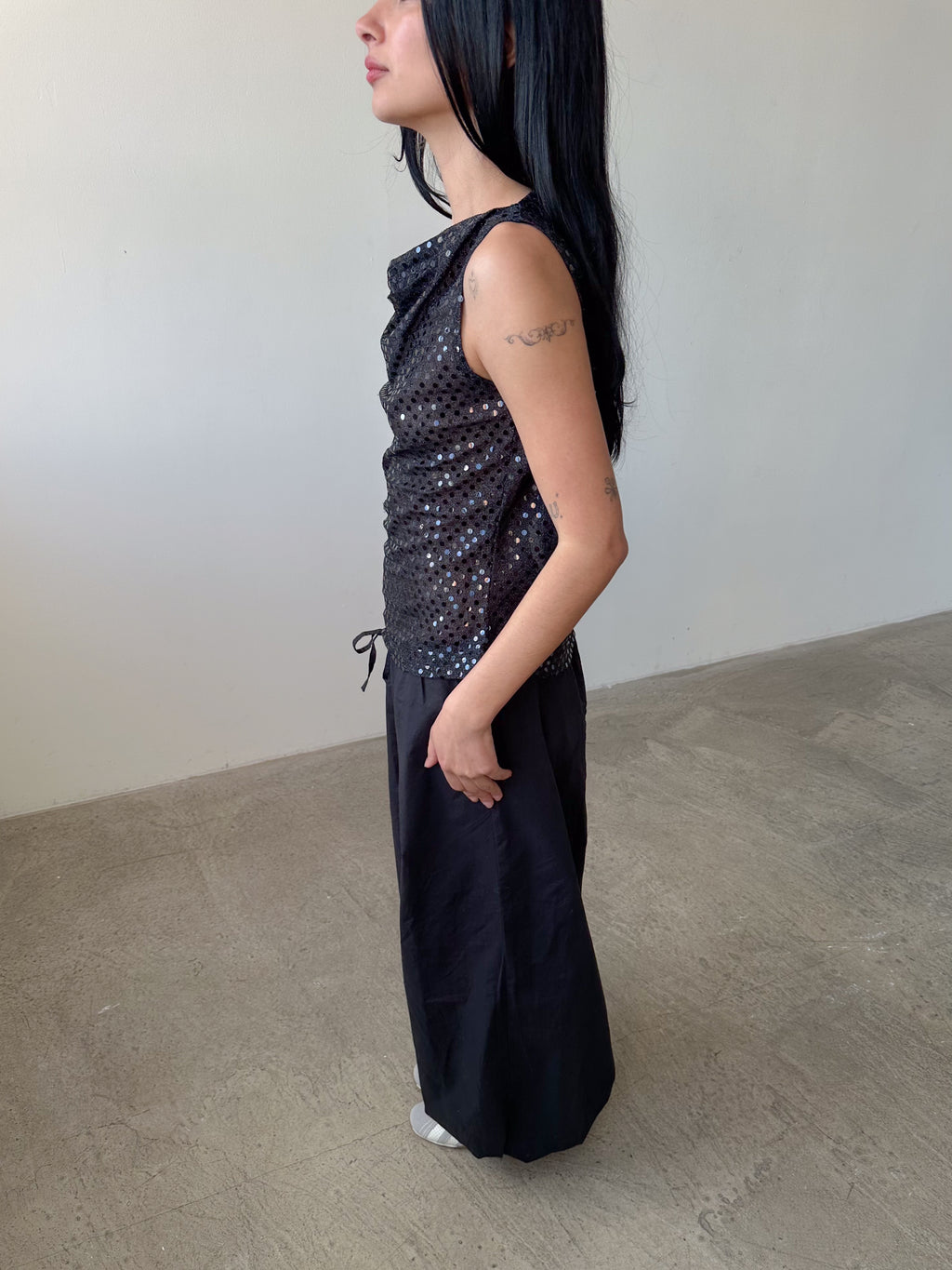 sequin slouch tank top / size m