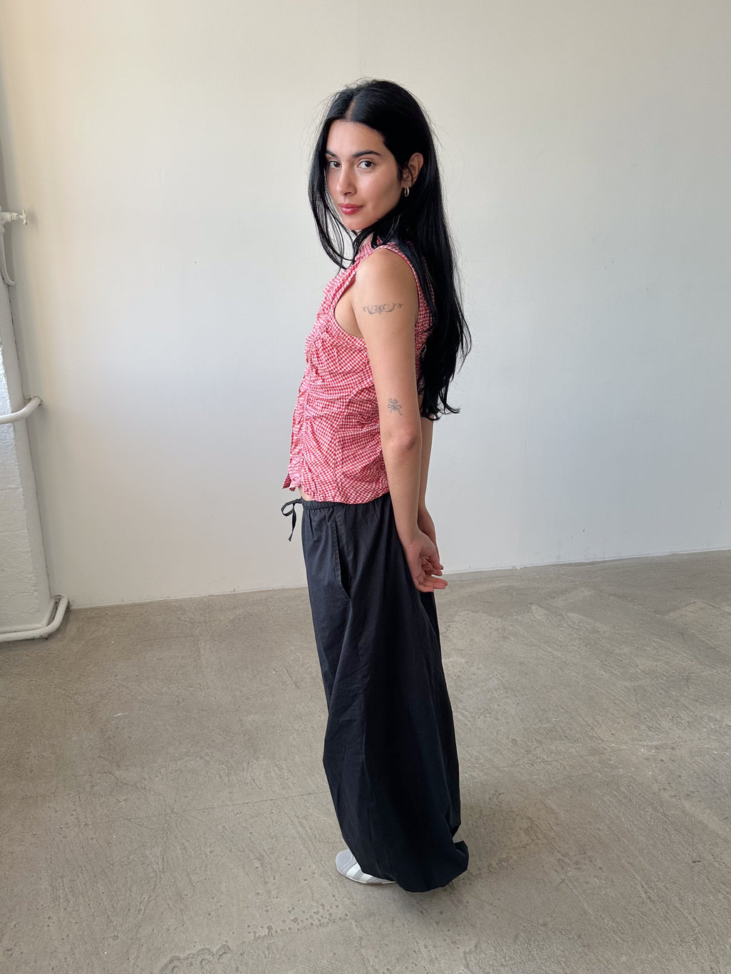 gingham ruched top / size s