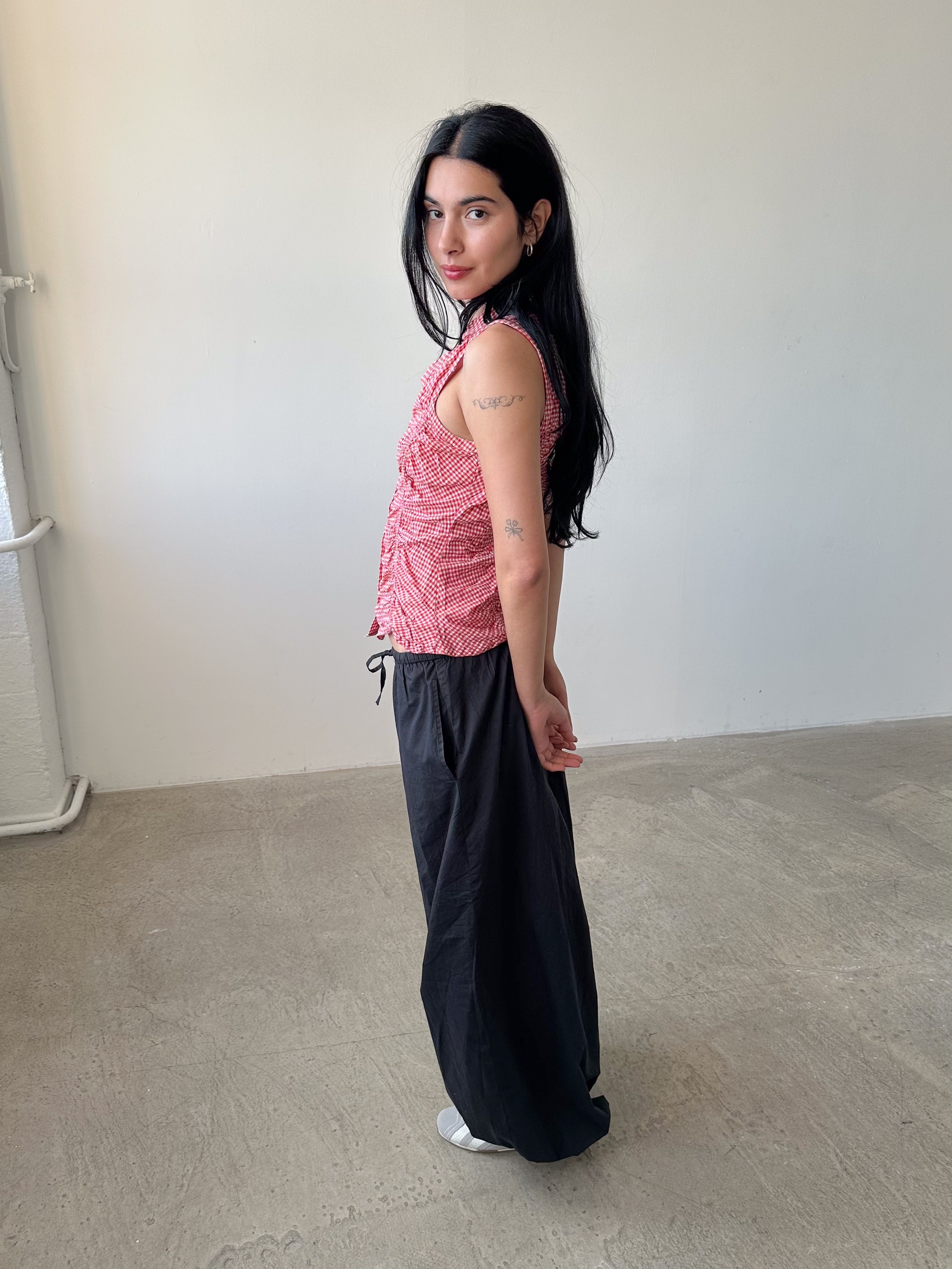 gingham ruched top / size s