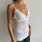 polka dot + lace cami top ⋆ size m/l