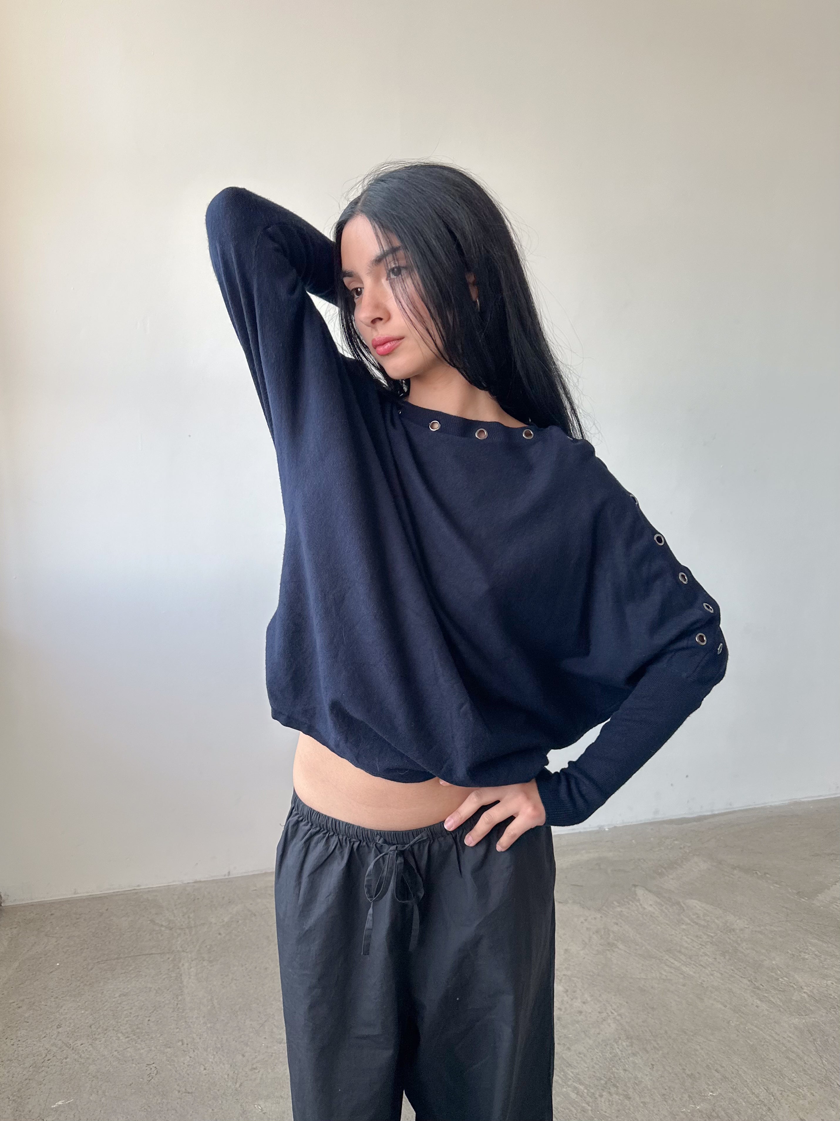 studded slouch batwing jumper / size s