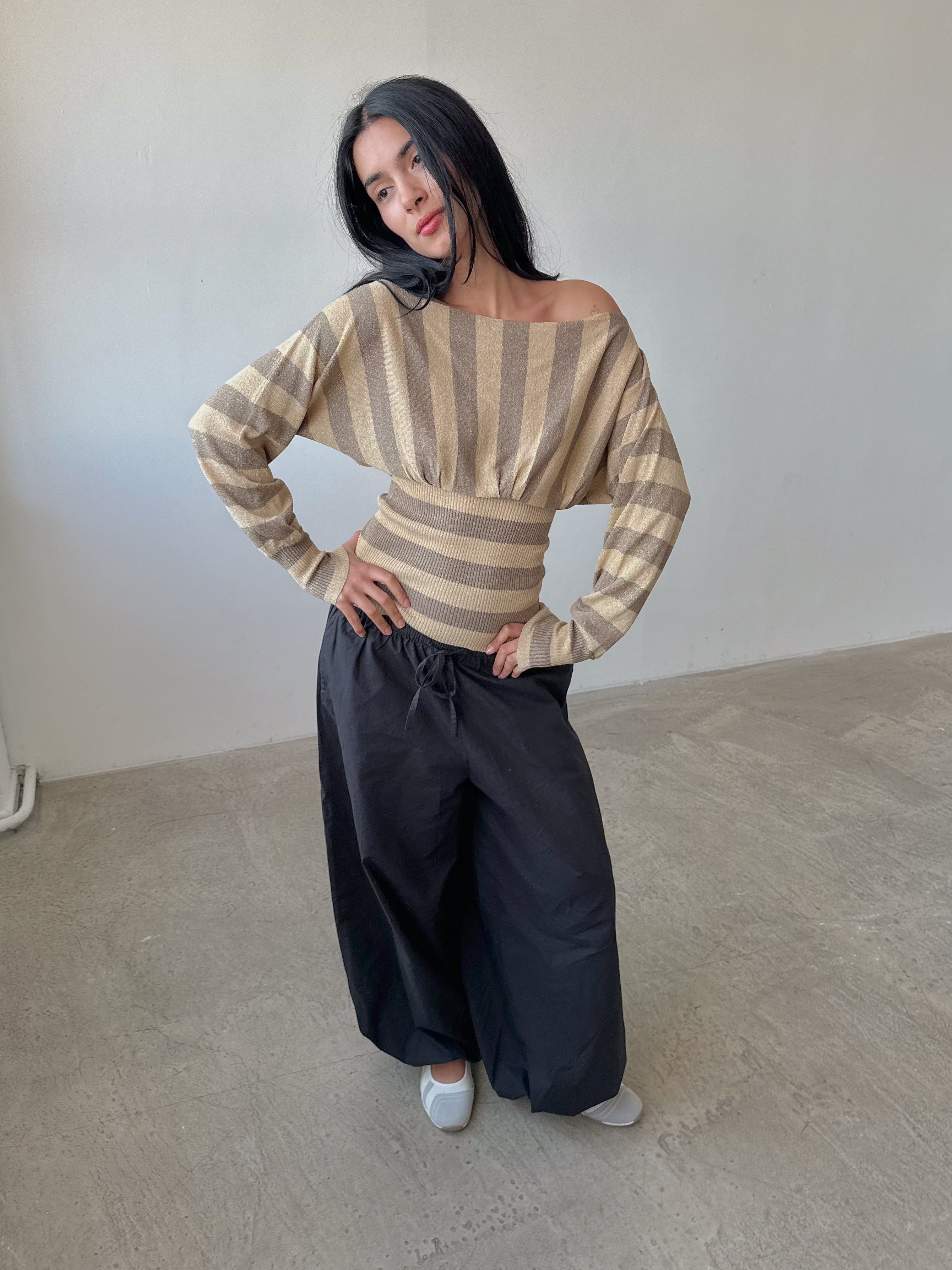 stripe batwing jumper / size xs-s