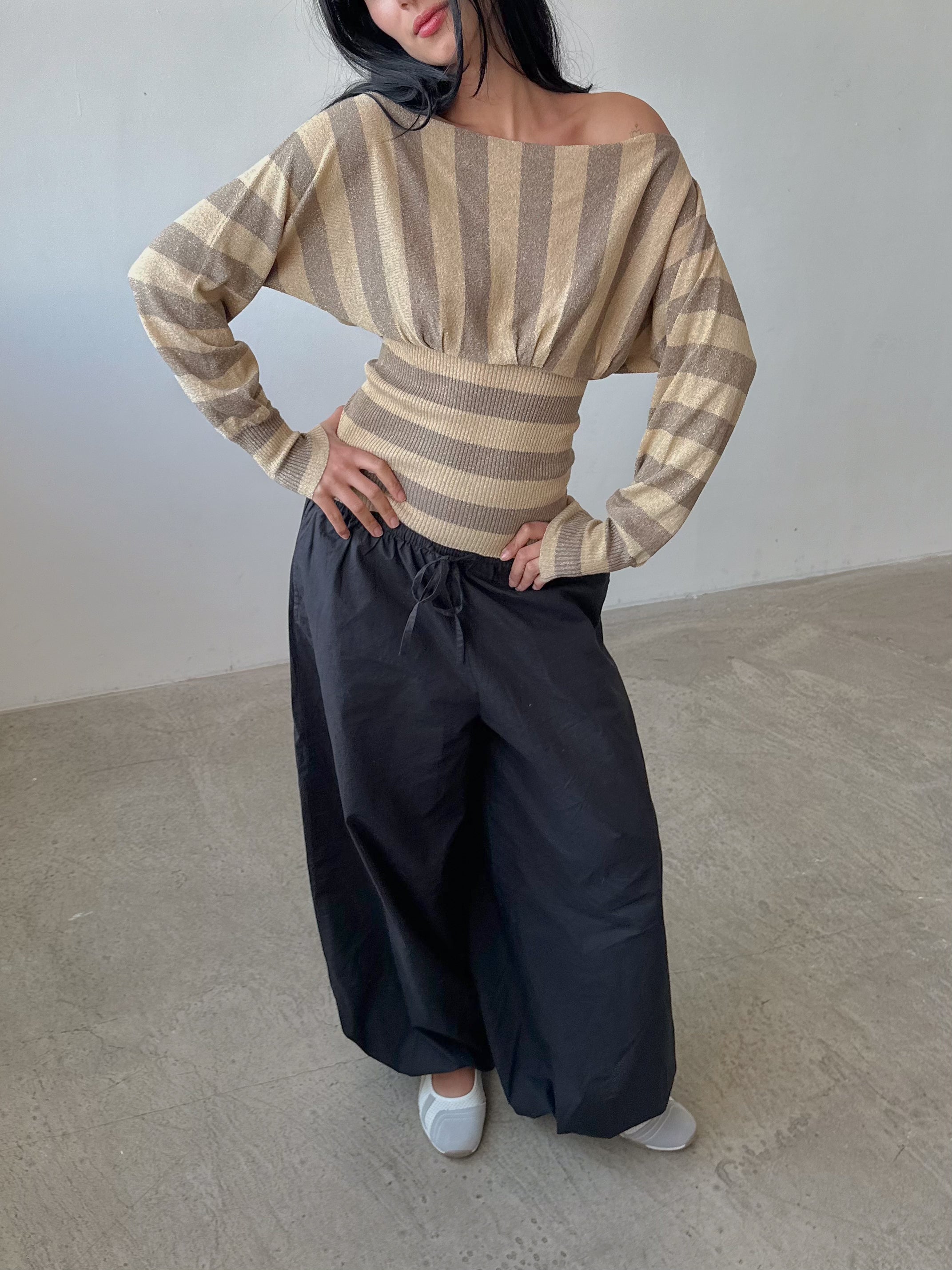 stripe batwing jumper / size xs-s