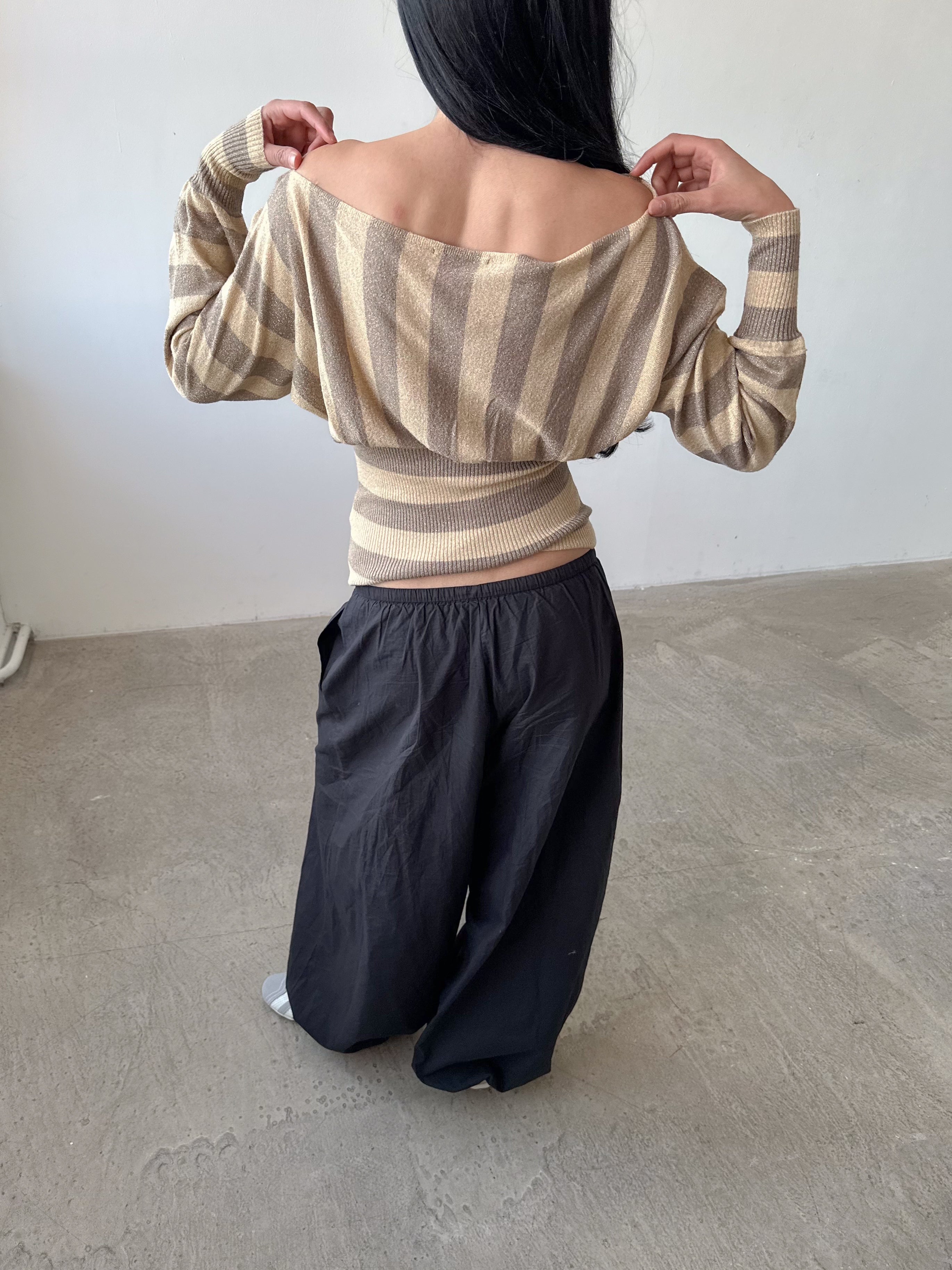 stripe batwing jumper / size xs-s