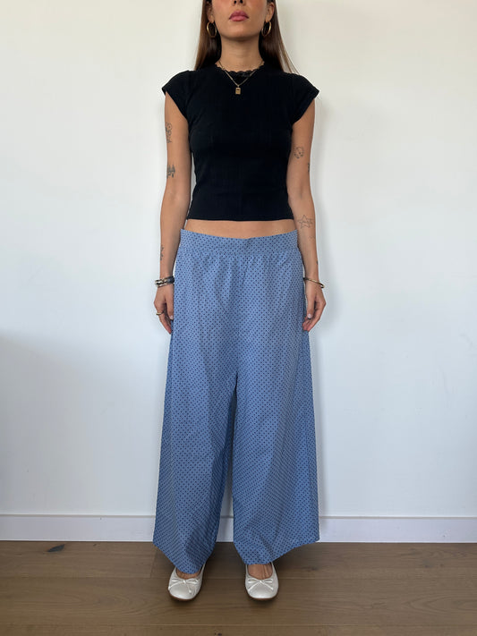 Polka Dot Wide Leg Trousers - Size S