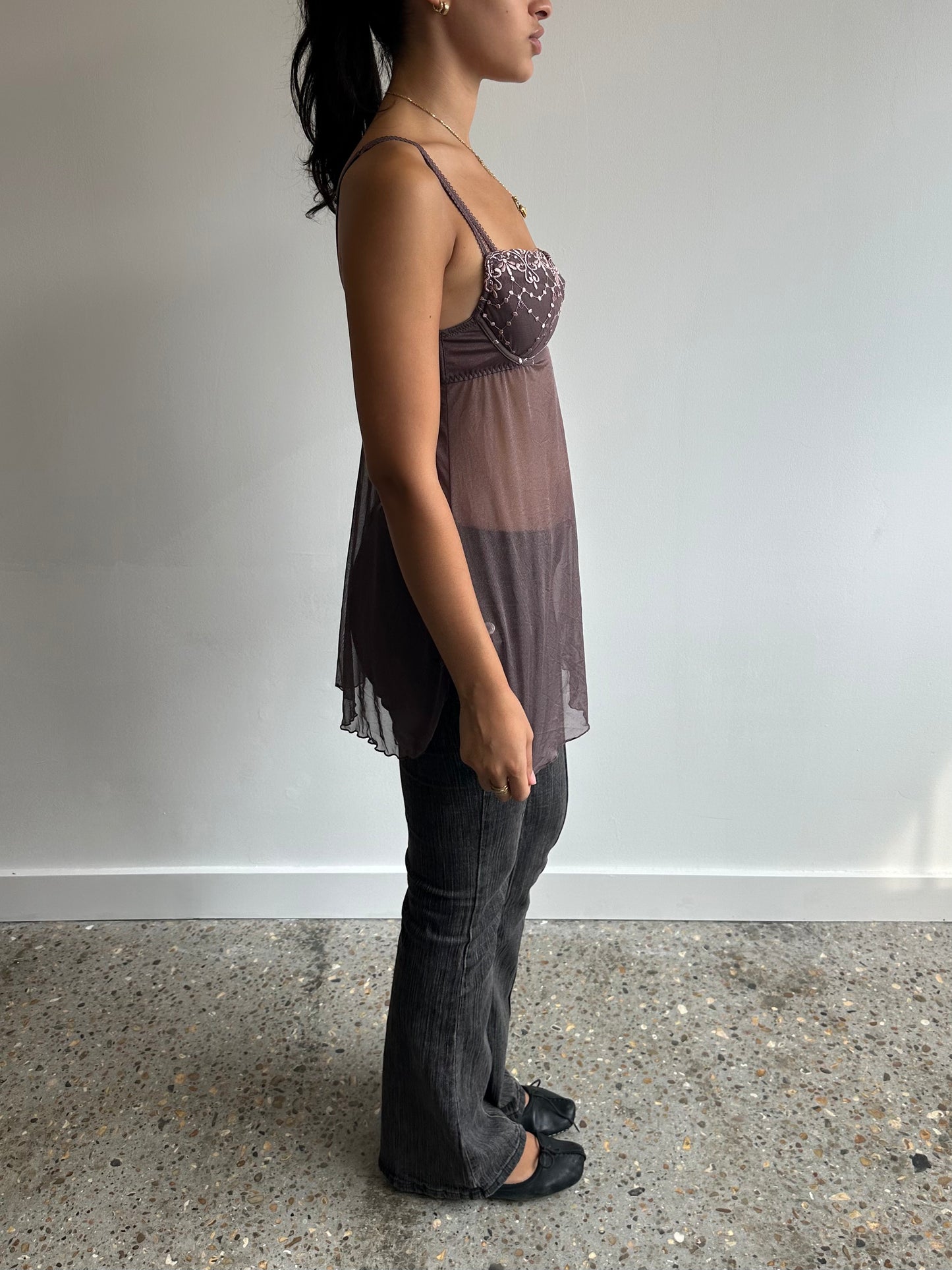 brown + pink babydoll dress ⋆ size s