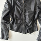 RUCHED LEATHER MOTO JACKET ◦ SIZE S