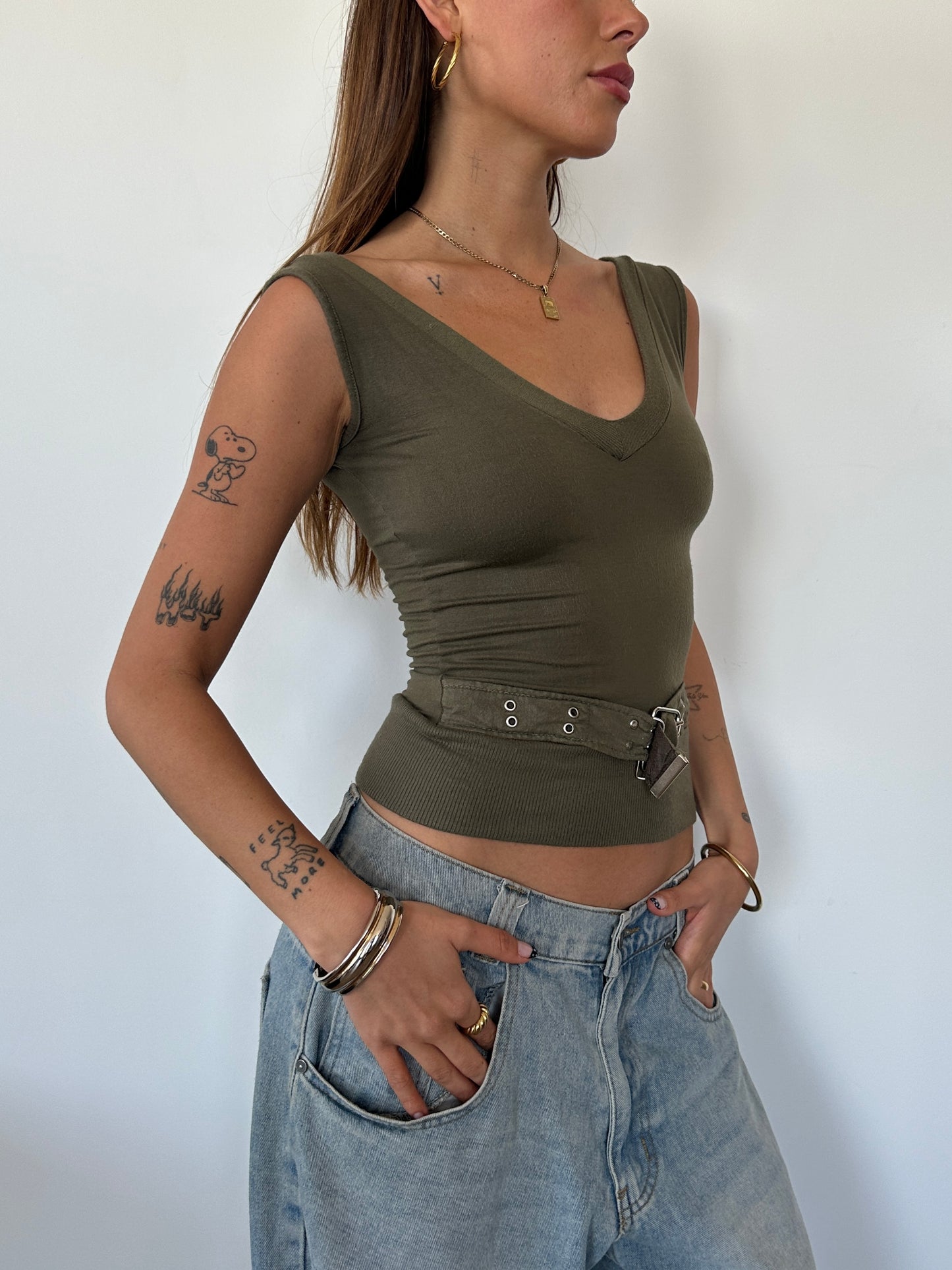 Off Shoulder Buckle Top - Size XS