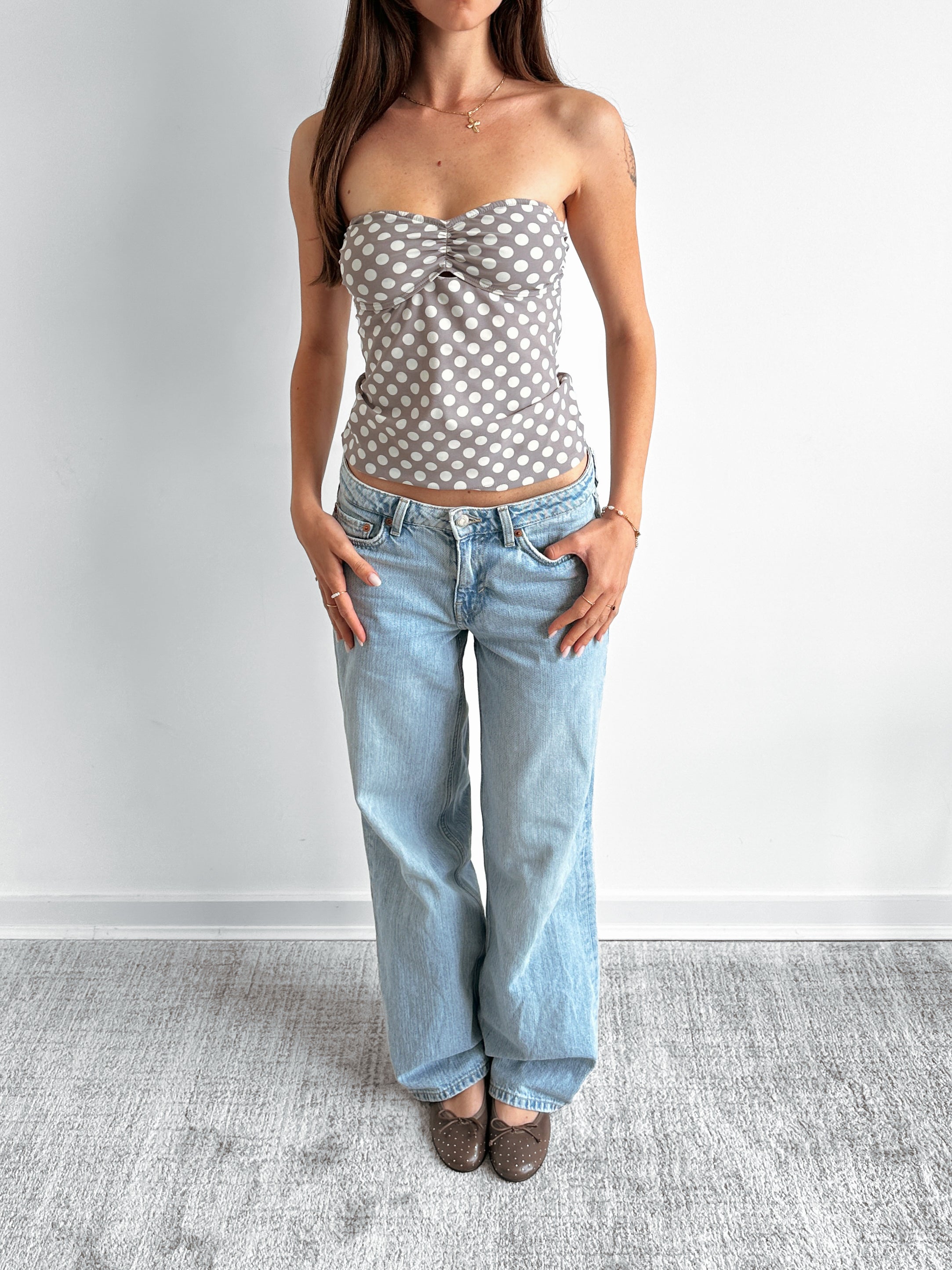 polka dot tube top / size s