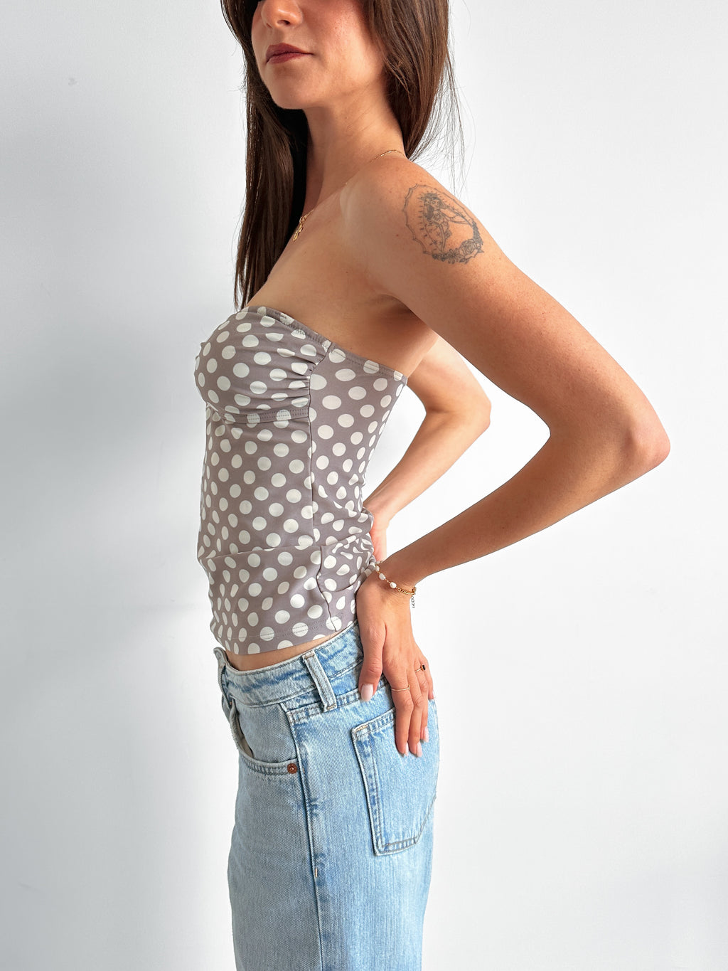 polka dot tube top / size s