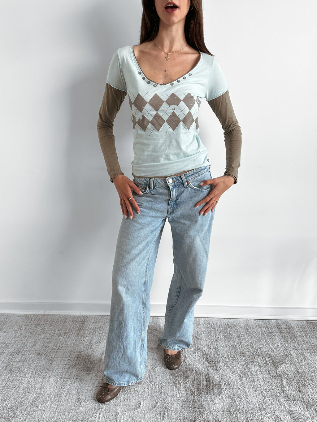 slouch layered top / size s