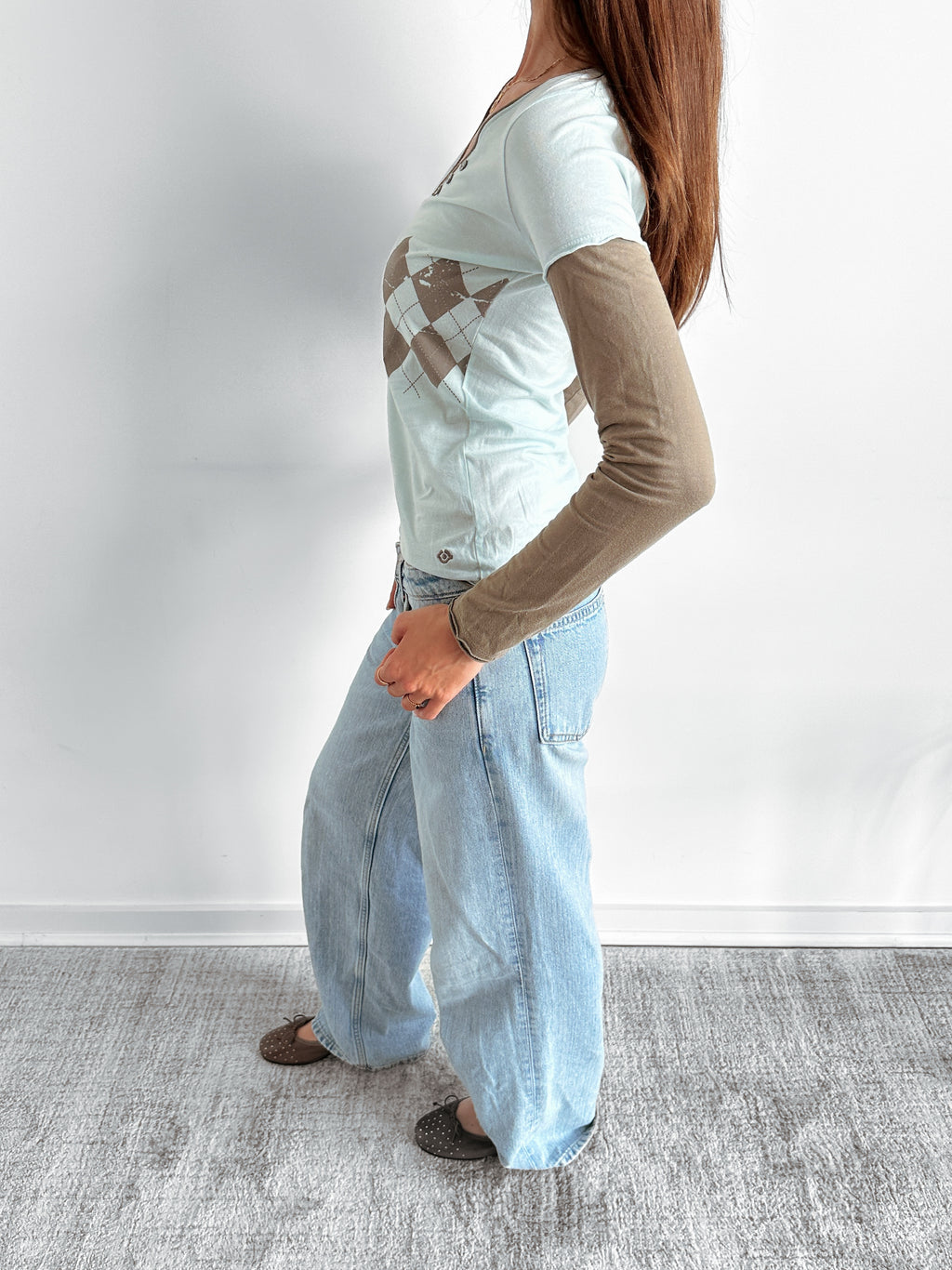 slouch layered top / size s