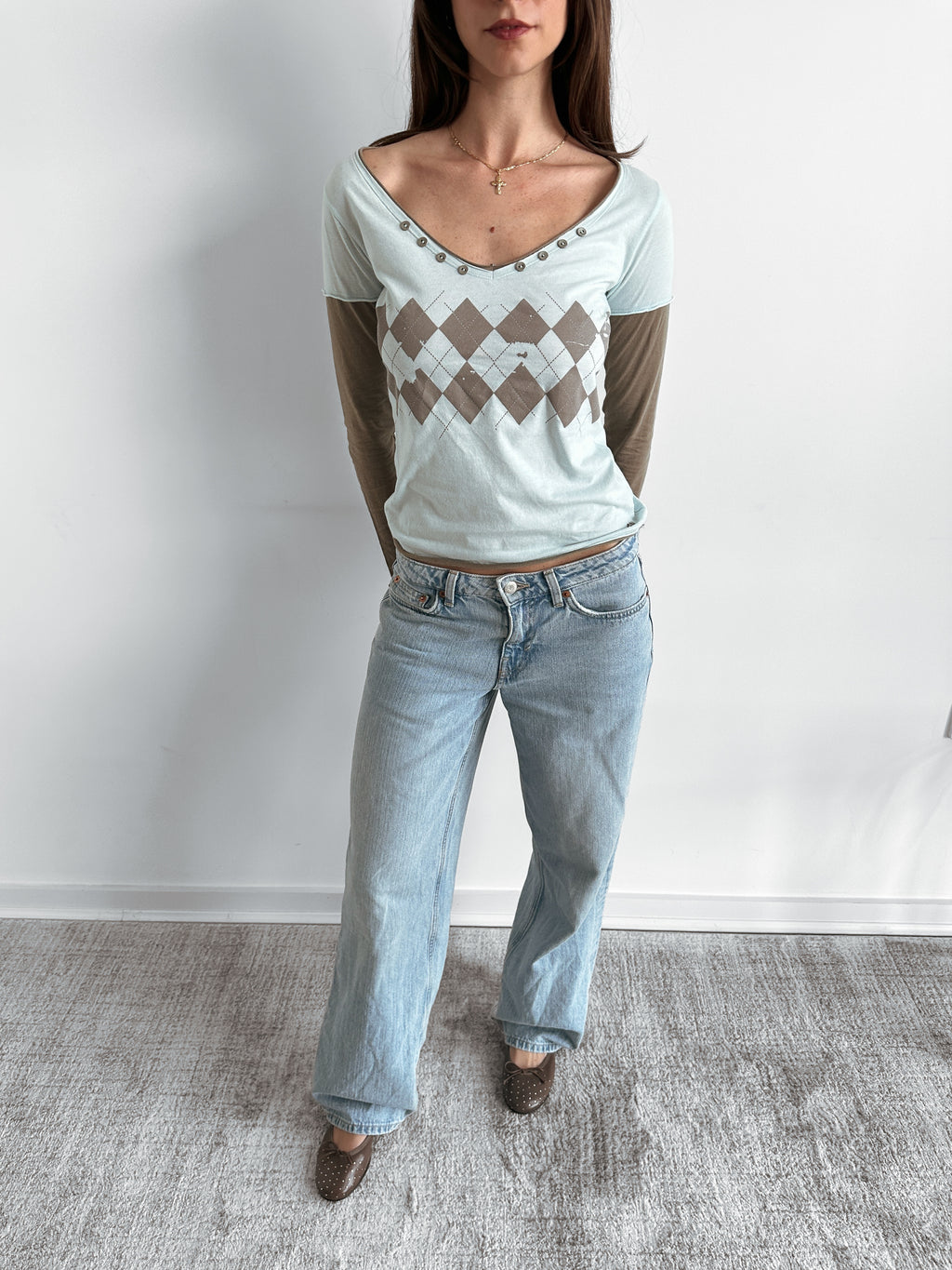 slouch layered top / size s