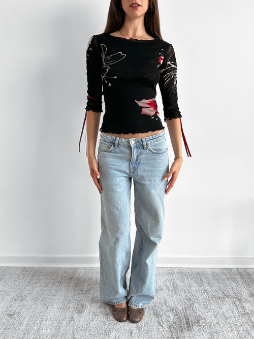 3/4 sleeve mesh top / size s
