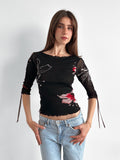 3/4 sleeve mesh top / size s