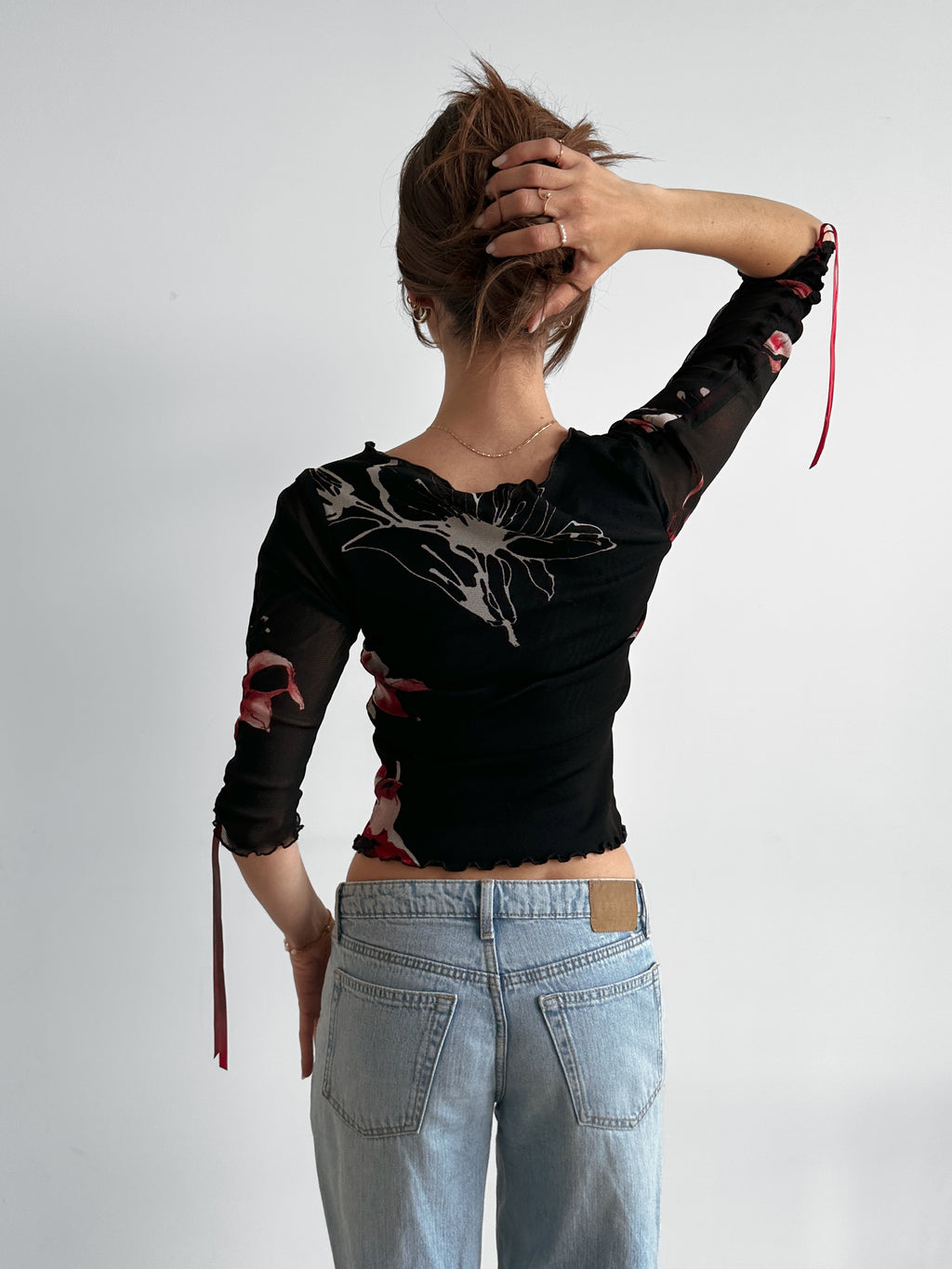 3/4 sleeve mesh top / size s