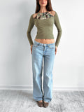 camo eyelet top / size xs