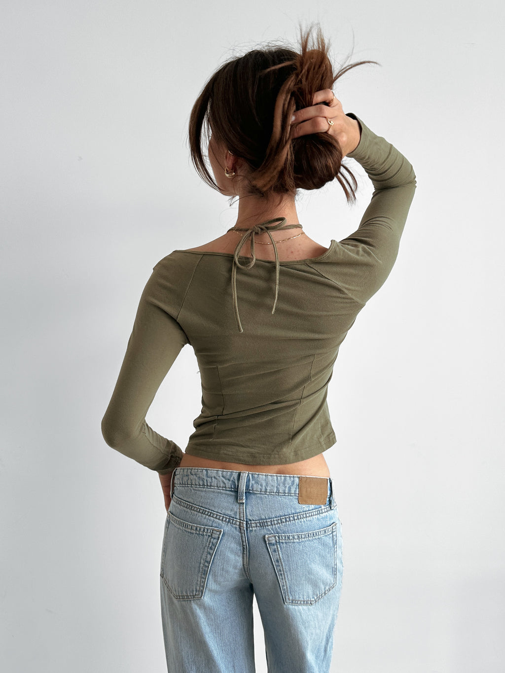 camo eyelet top / size xs