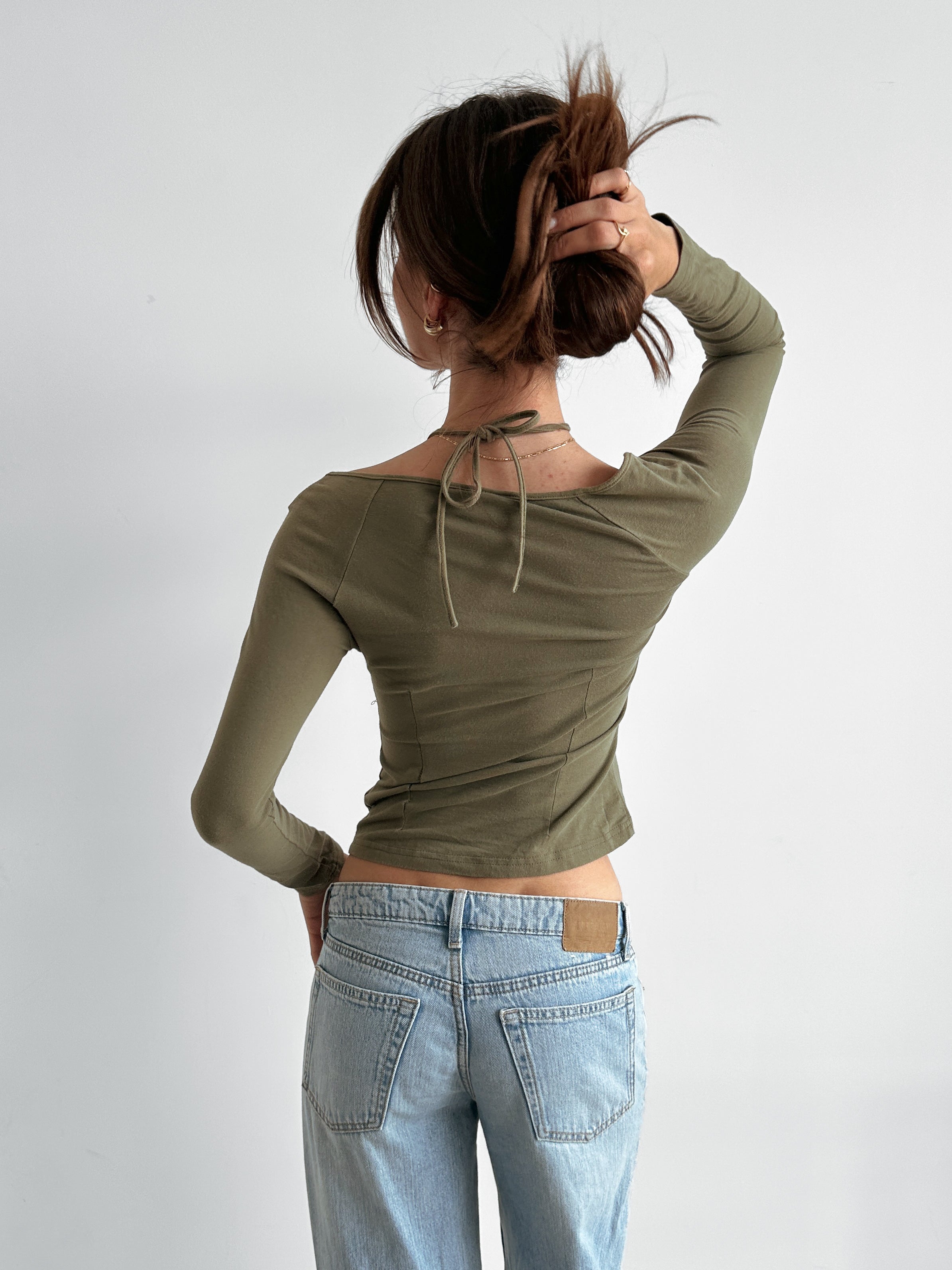 camo eyelet top / size xs