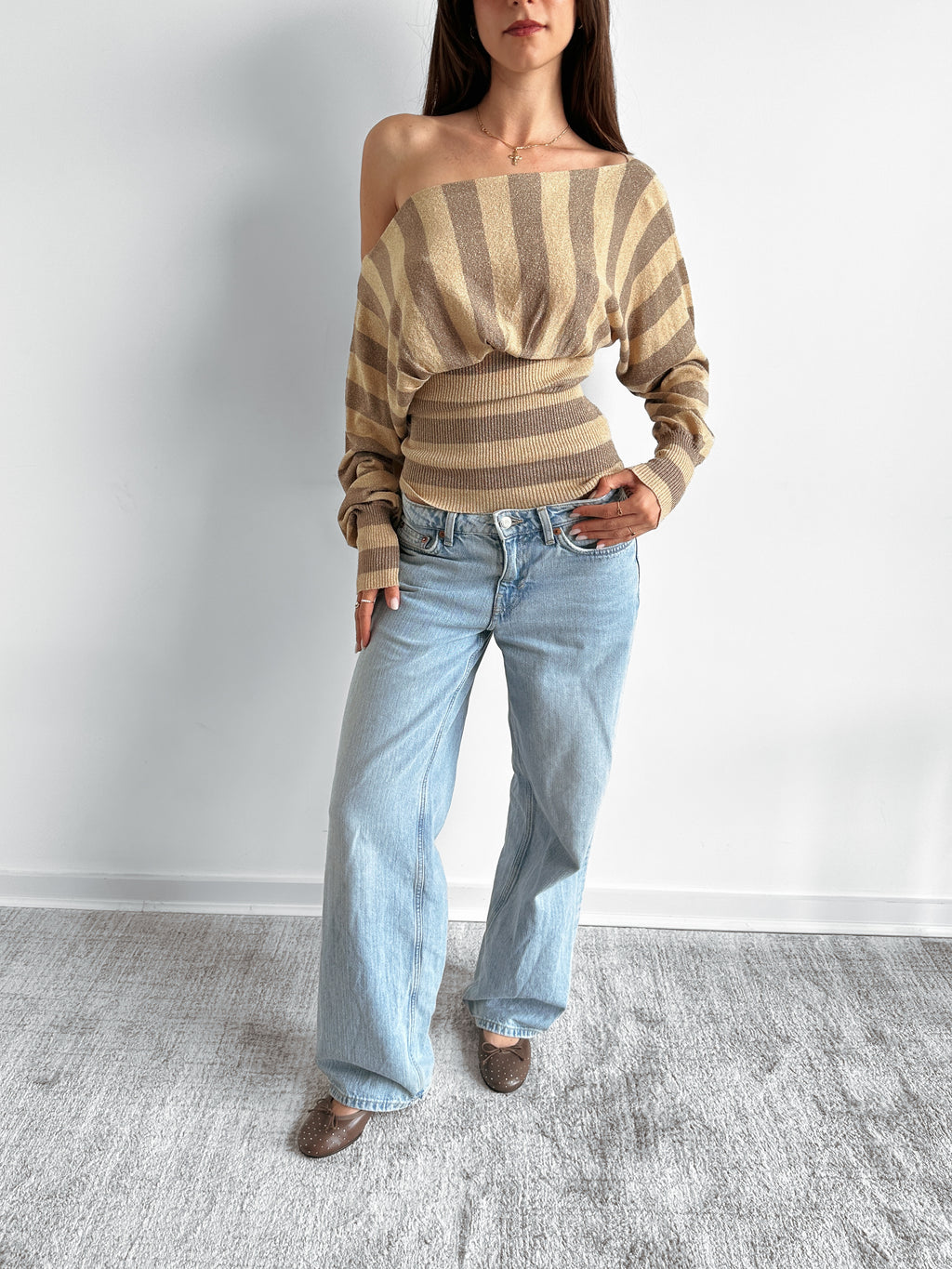 stripe batwing knit / size s-m