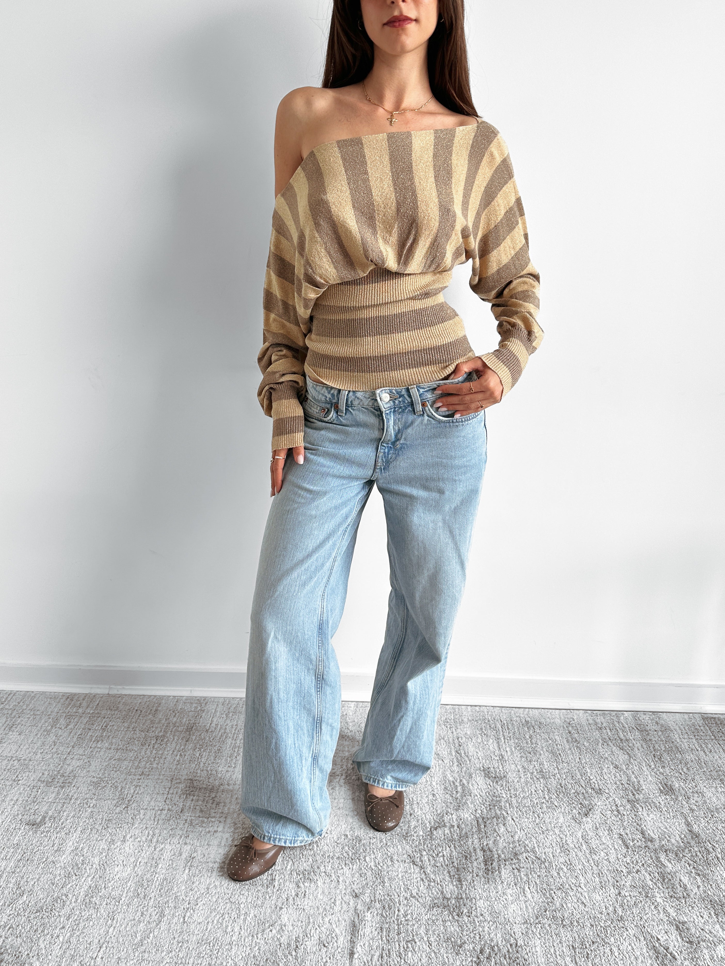 stripe batwing knit / size s-m