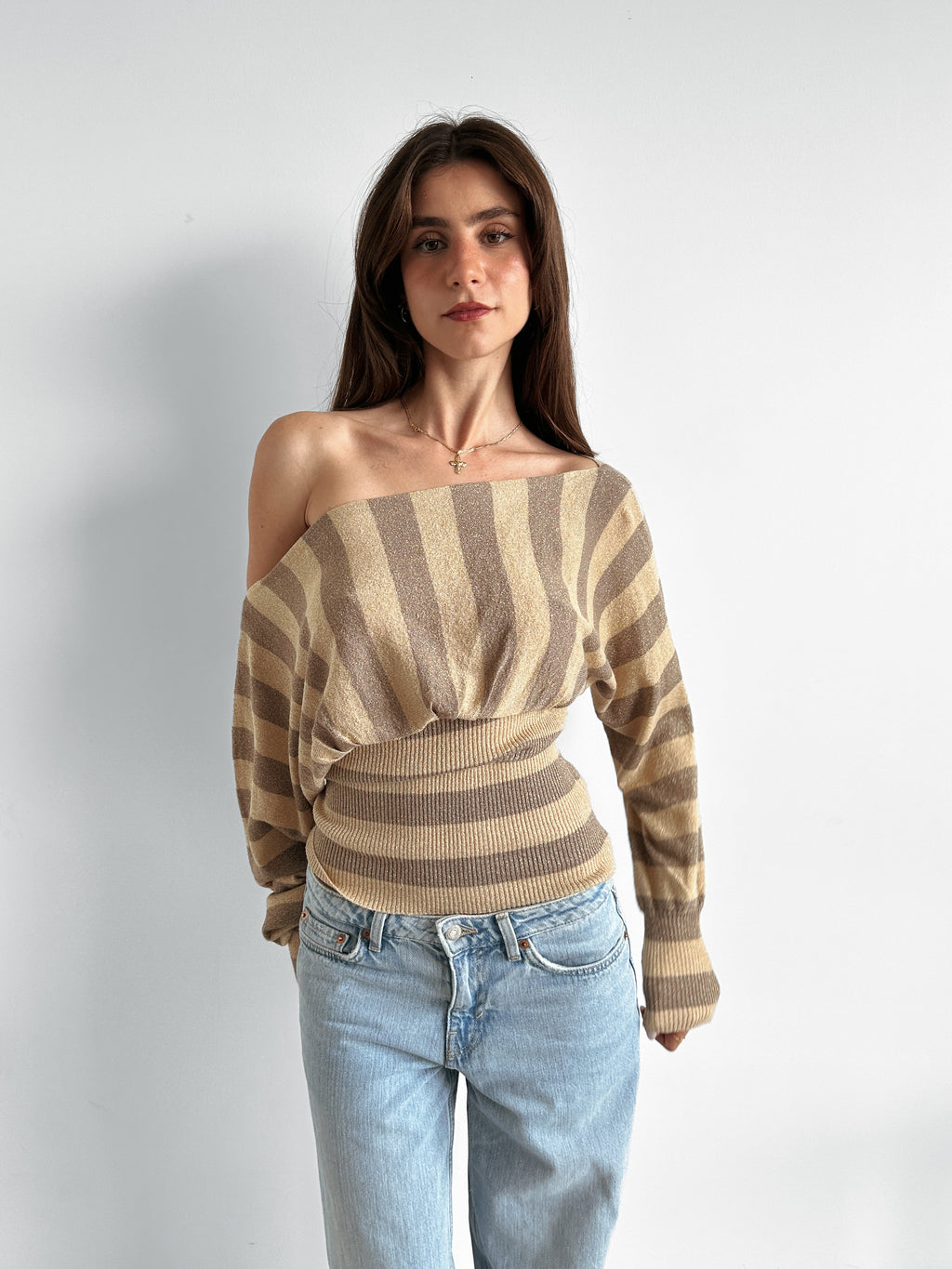 stripe batwing knit / size s-m