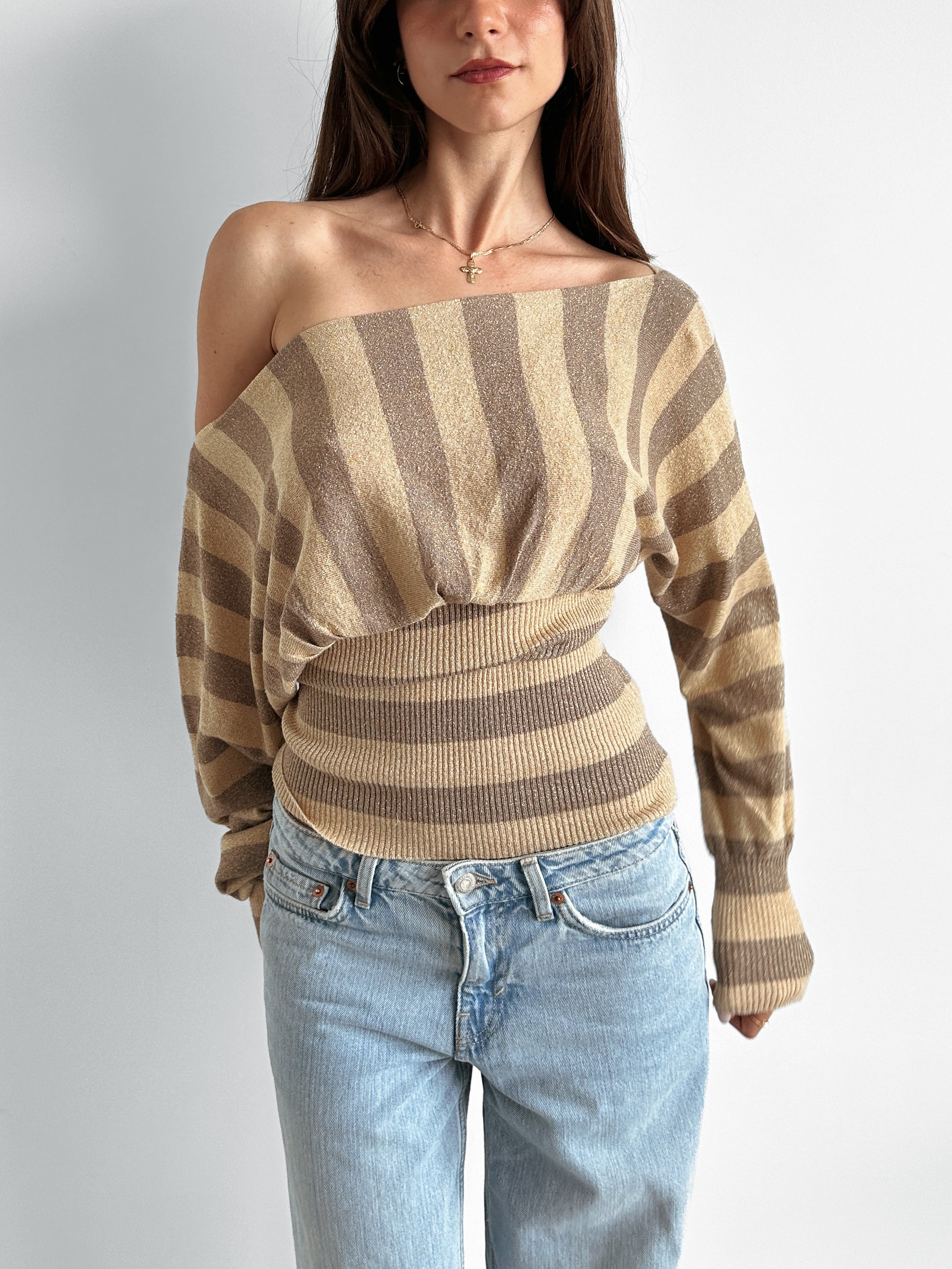 stripe batwing knit / size s-m