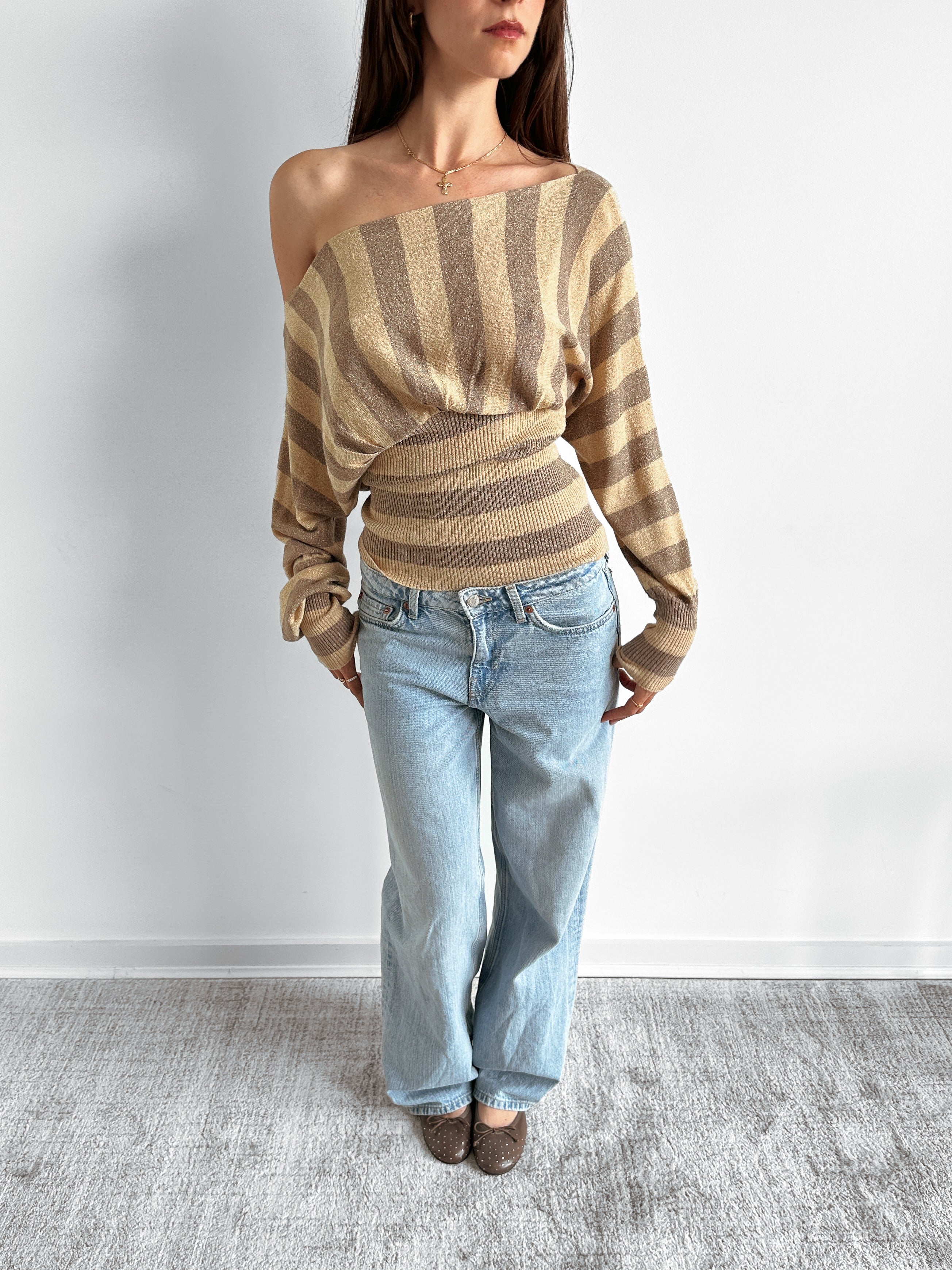 stripe batwing knit / size s-m