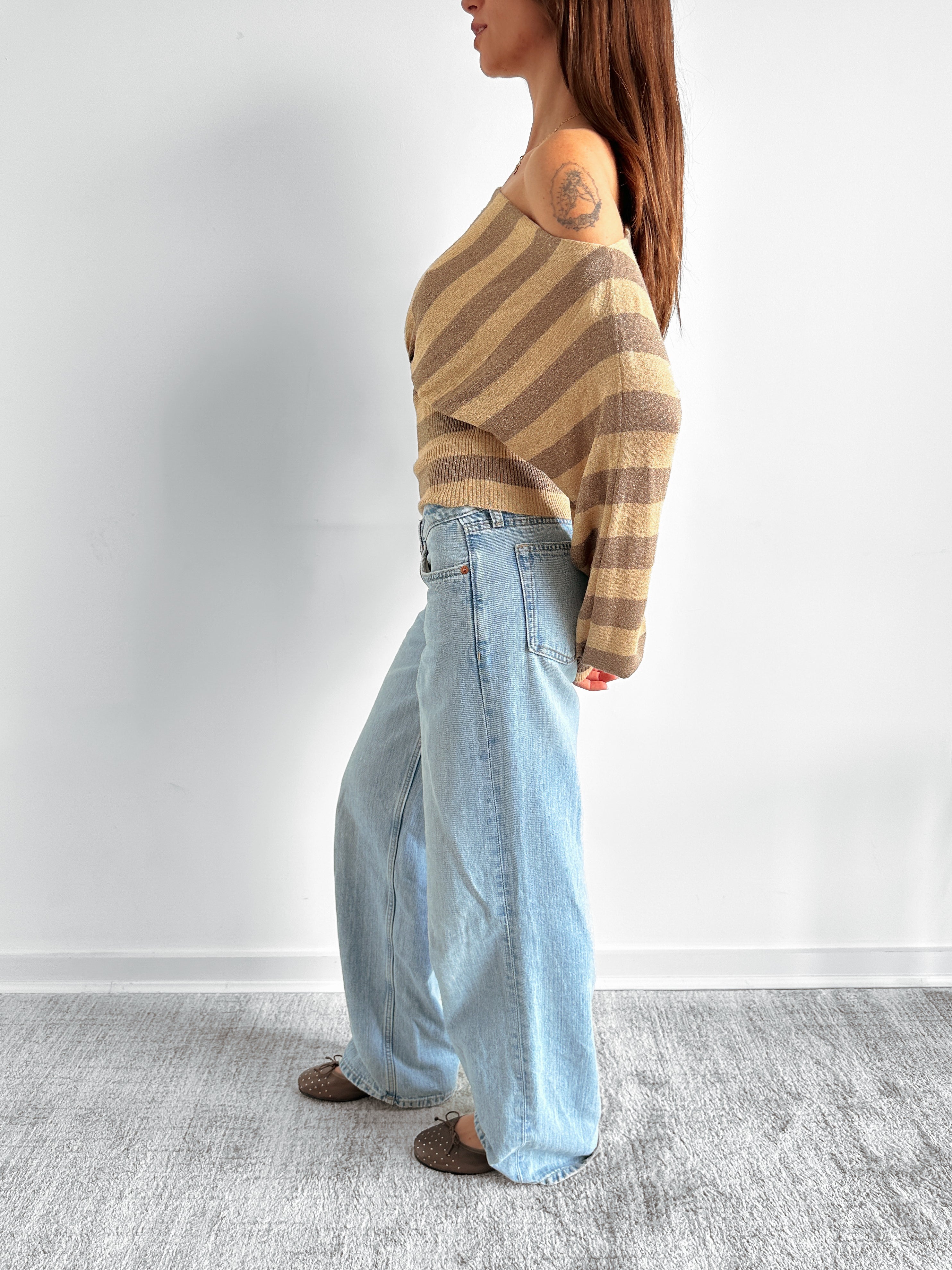 stripe batwing knit / size s-m