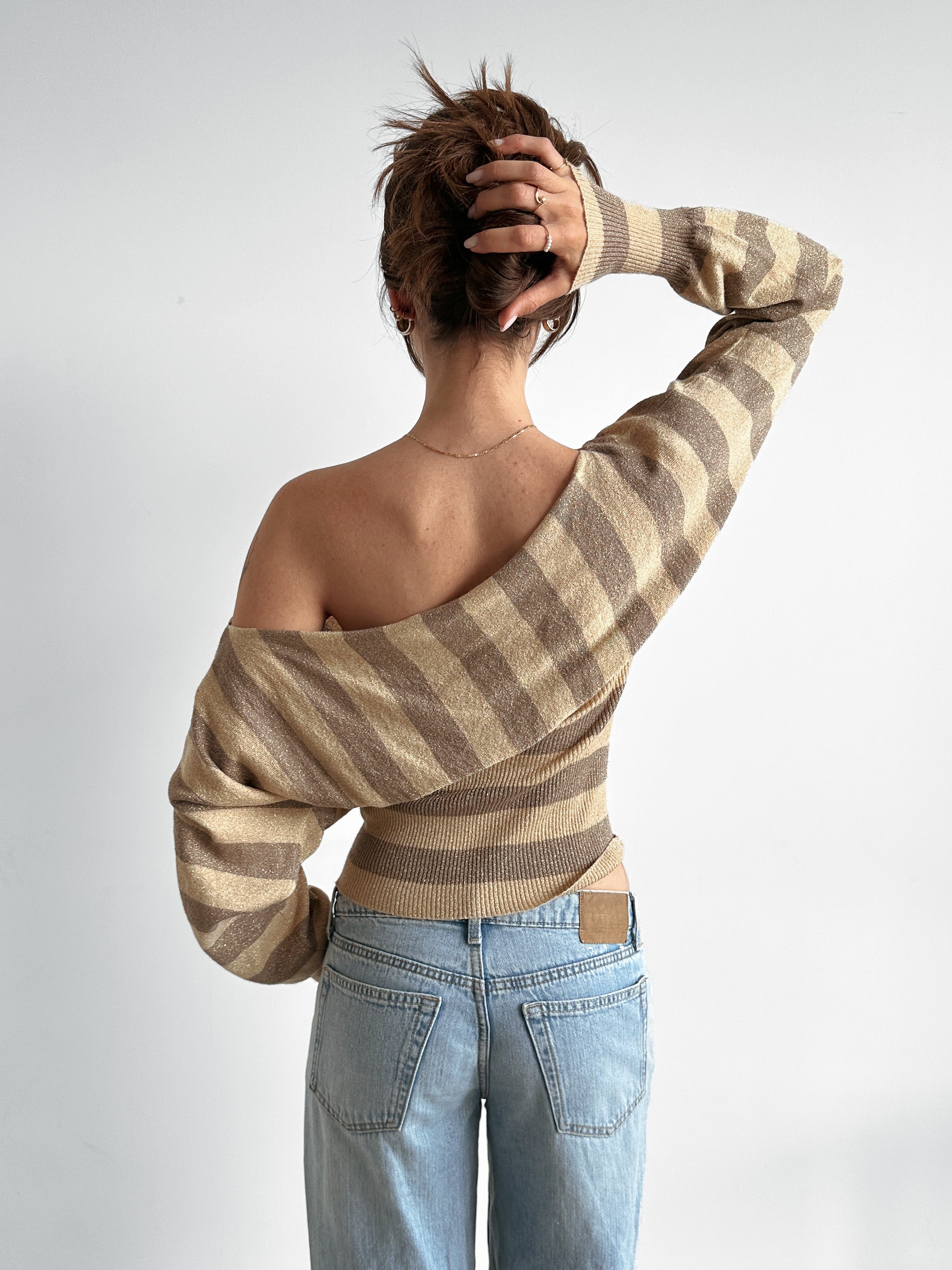 stripe batwing knit / size s-m