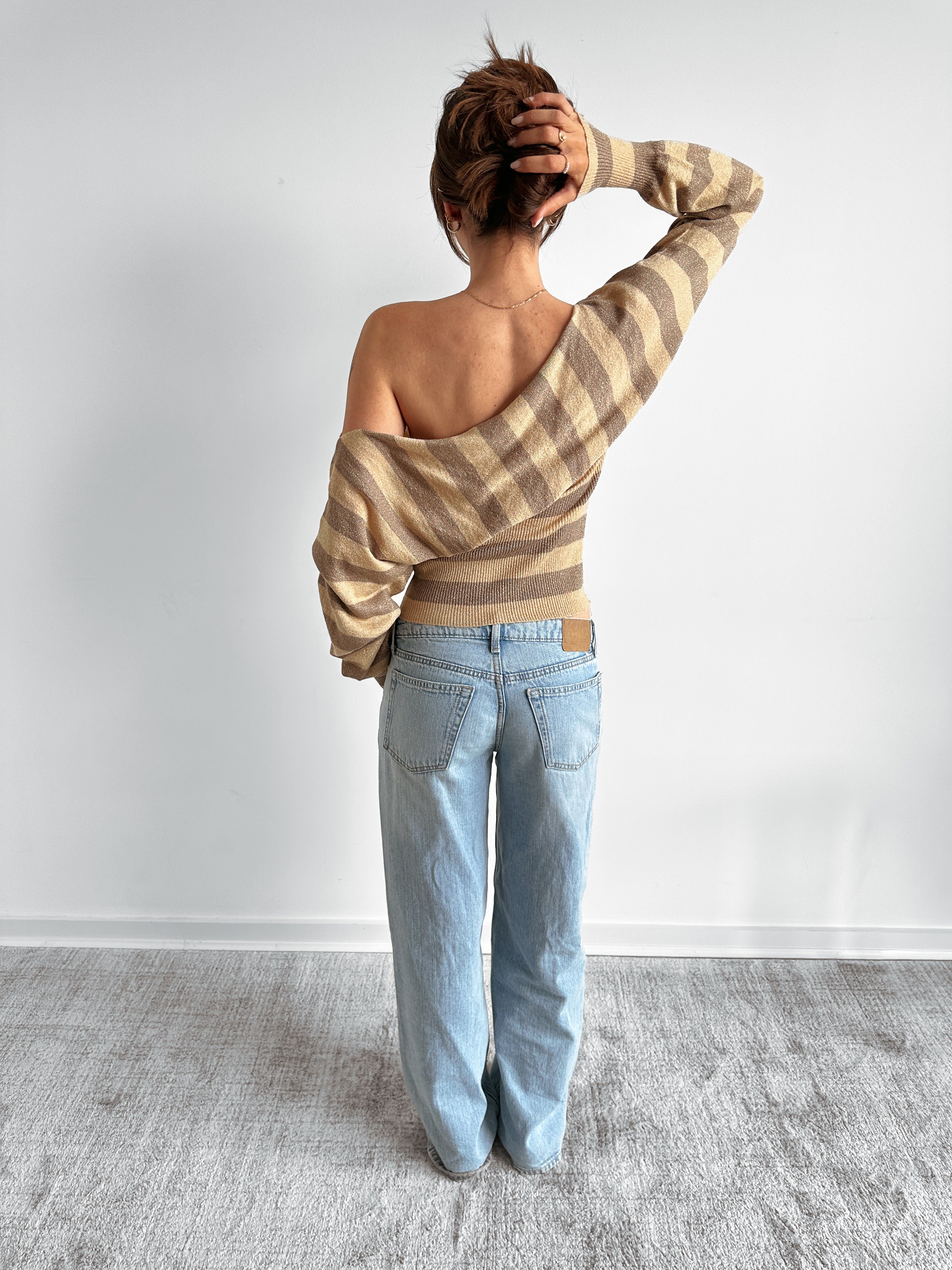 stripe batwing knit / size s-m