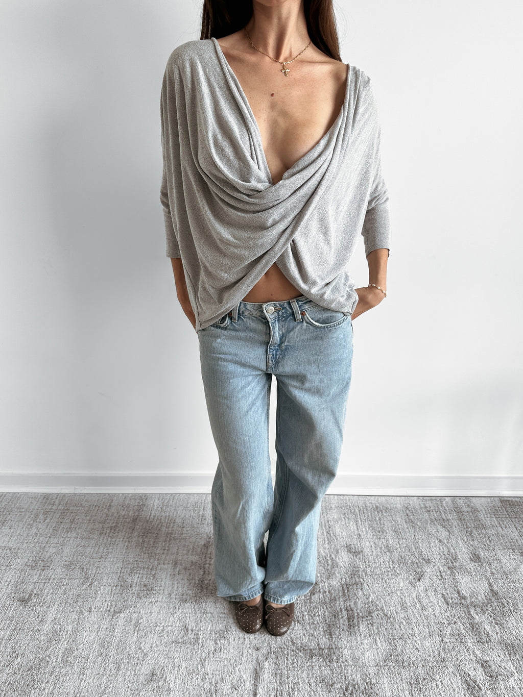 draped asymmetric knit / size s-m