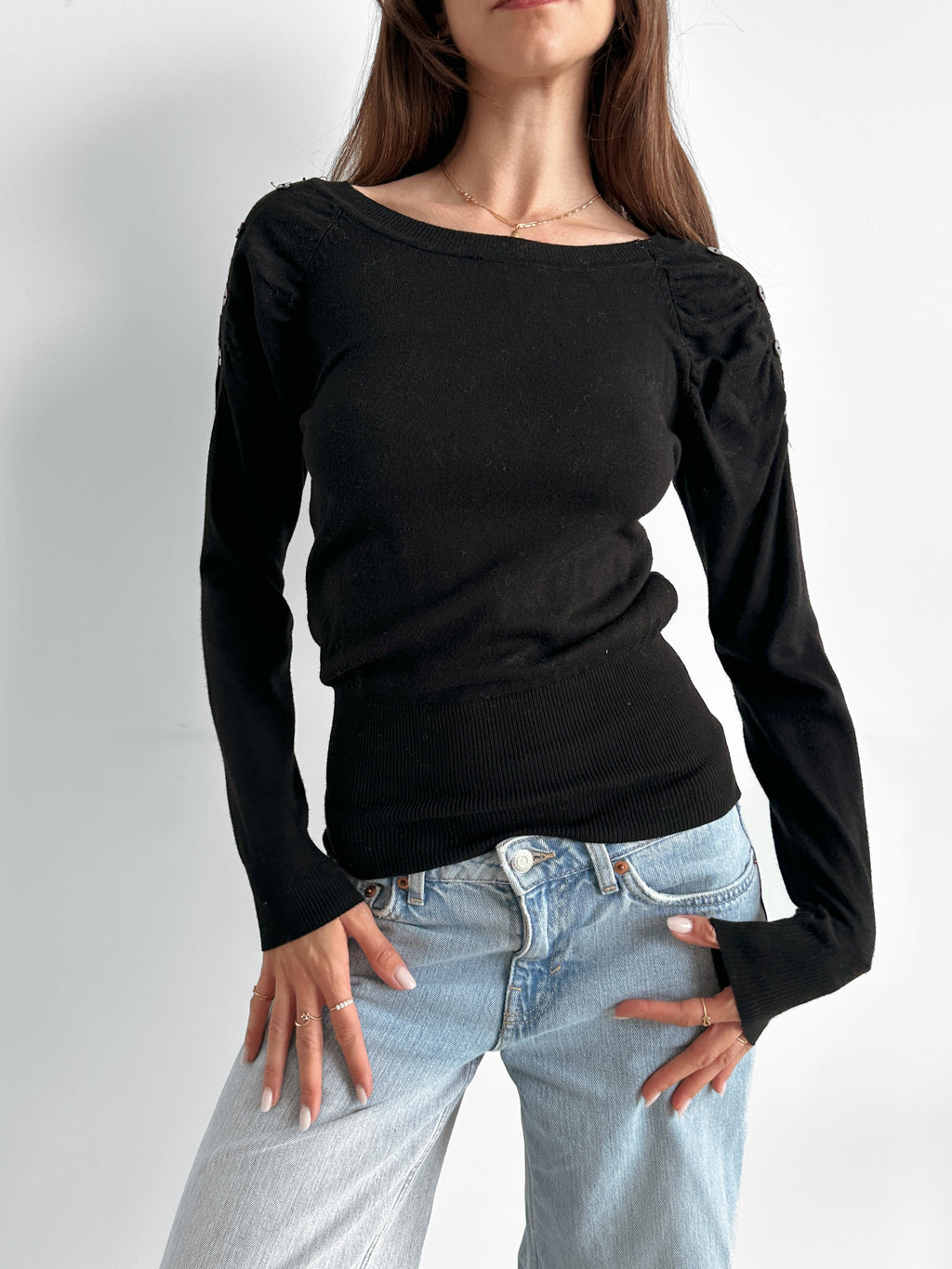 ruched button jumper / size s