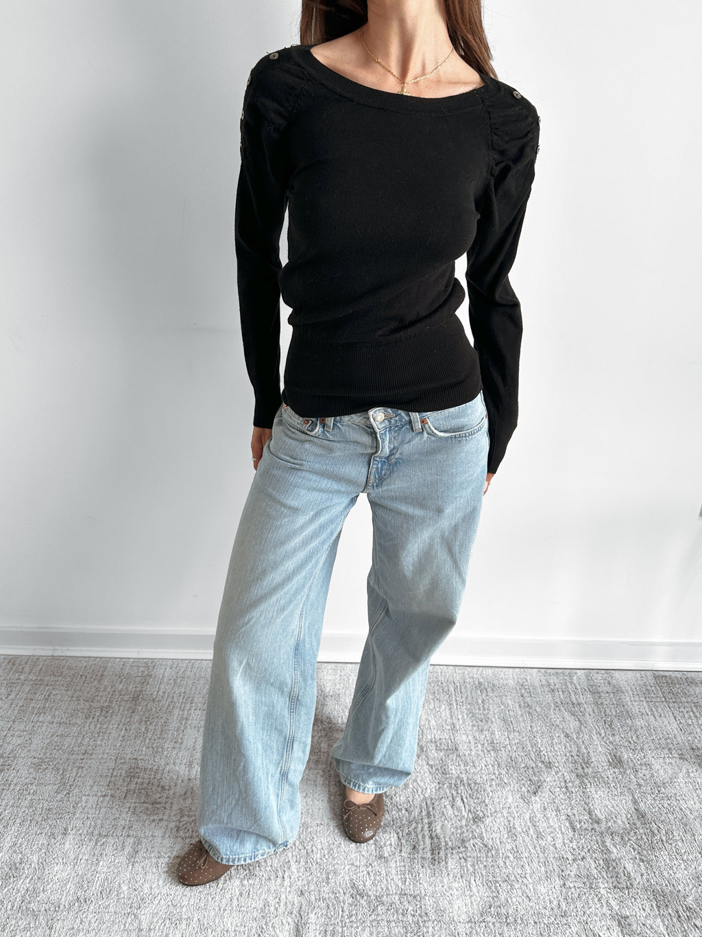 ruched button jumper / size s