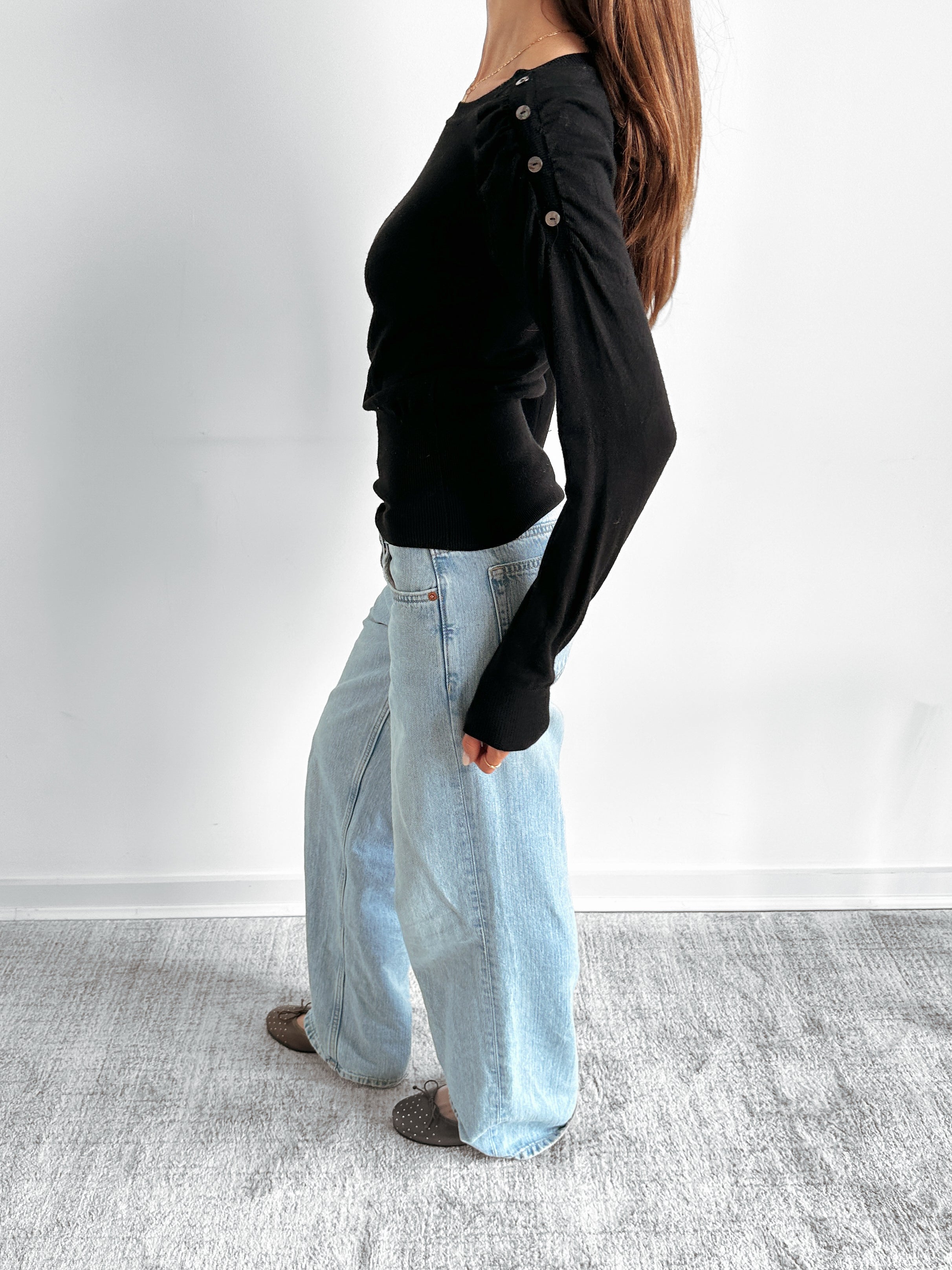 ruched button jumper / size s