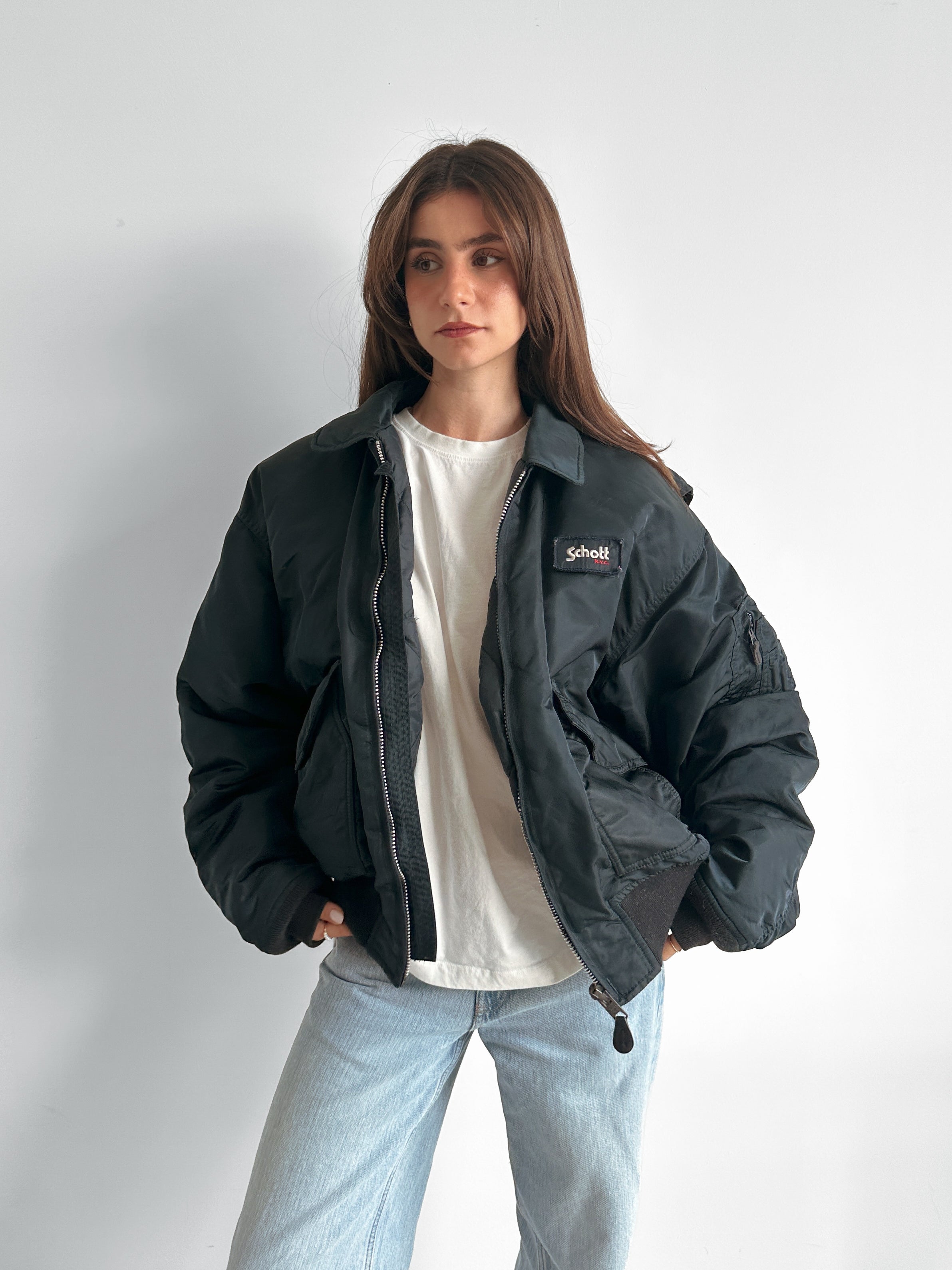 SCHOTT bomber jacket / size l-xl