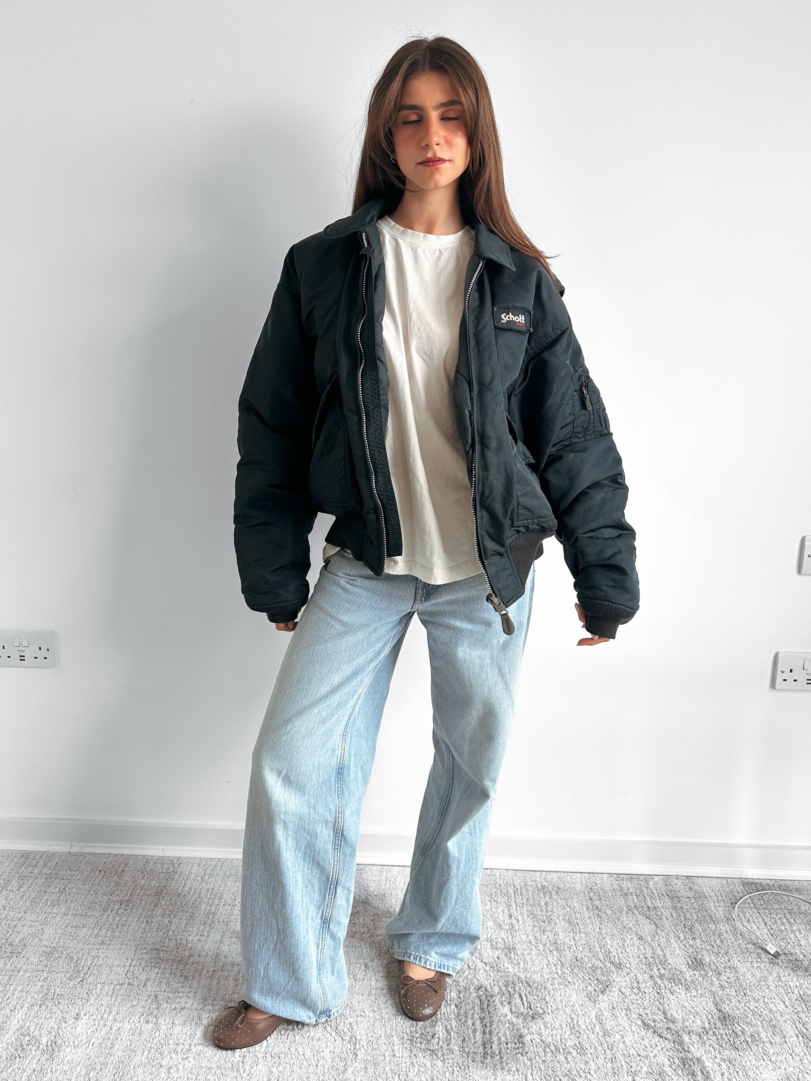 SCHOTT bomber jacket / size l-xl