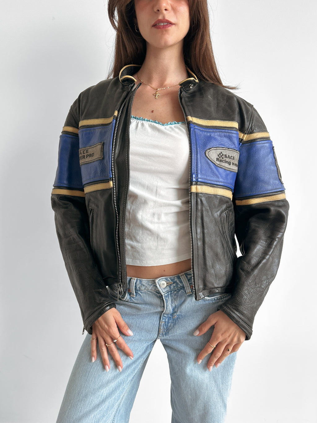 leather moto jacket / size xs-s