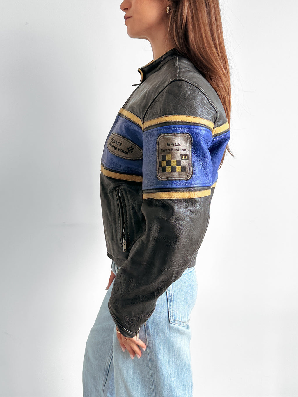 leather moto jacket / size xs-s
