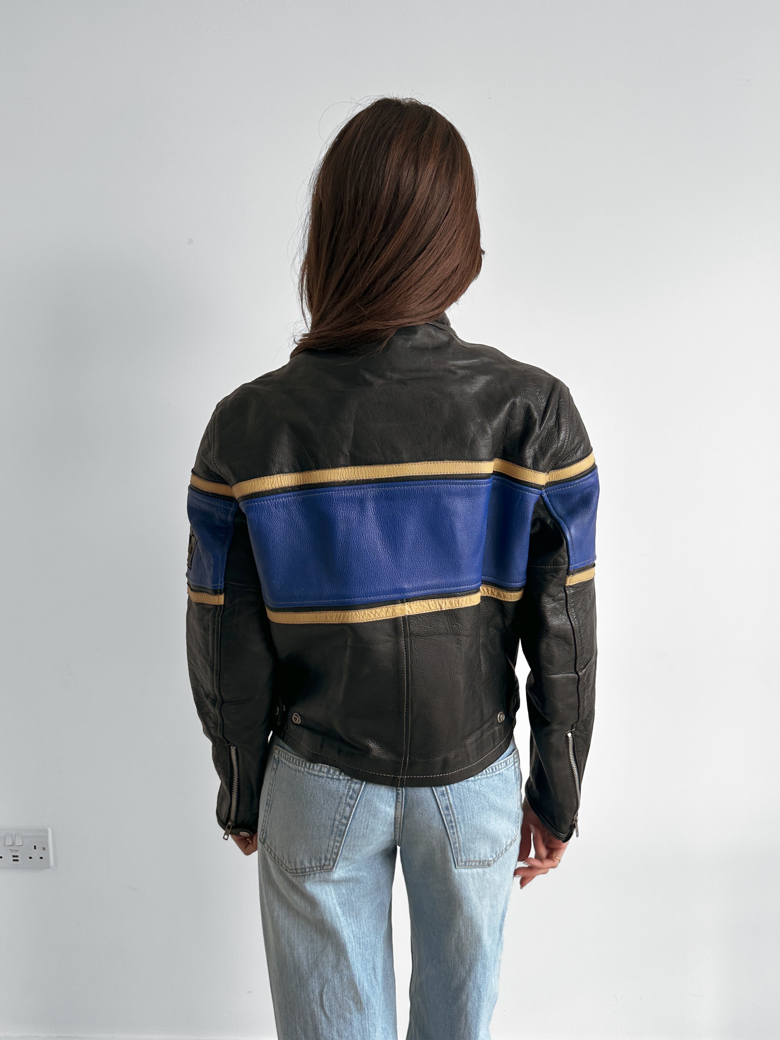 leather moto jacket / size xs-s